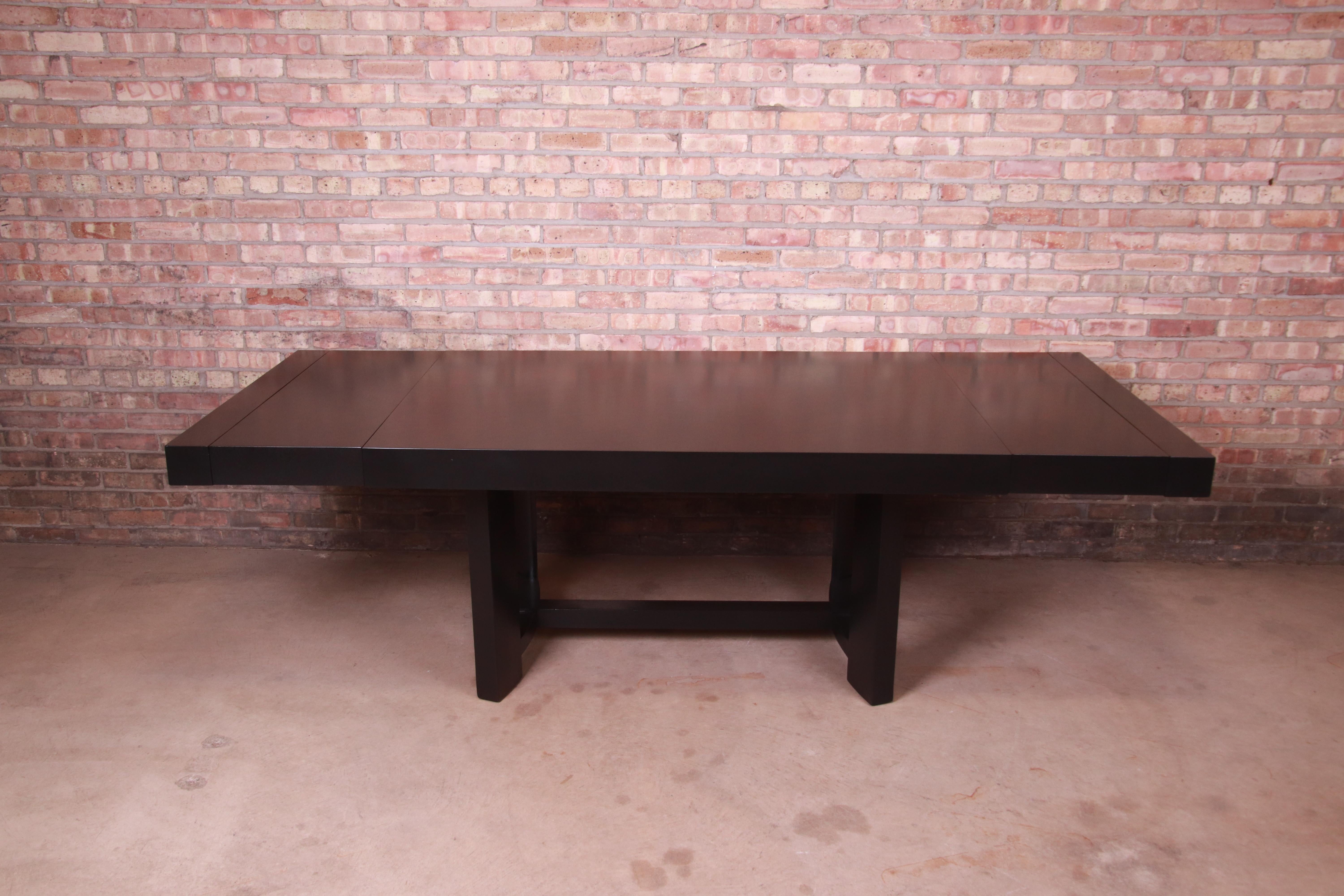 Mid-Century Modern Robsjohn-Gibbings for Widdicomb Black Lacquered Dining Table, Newly Refinished