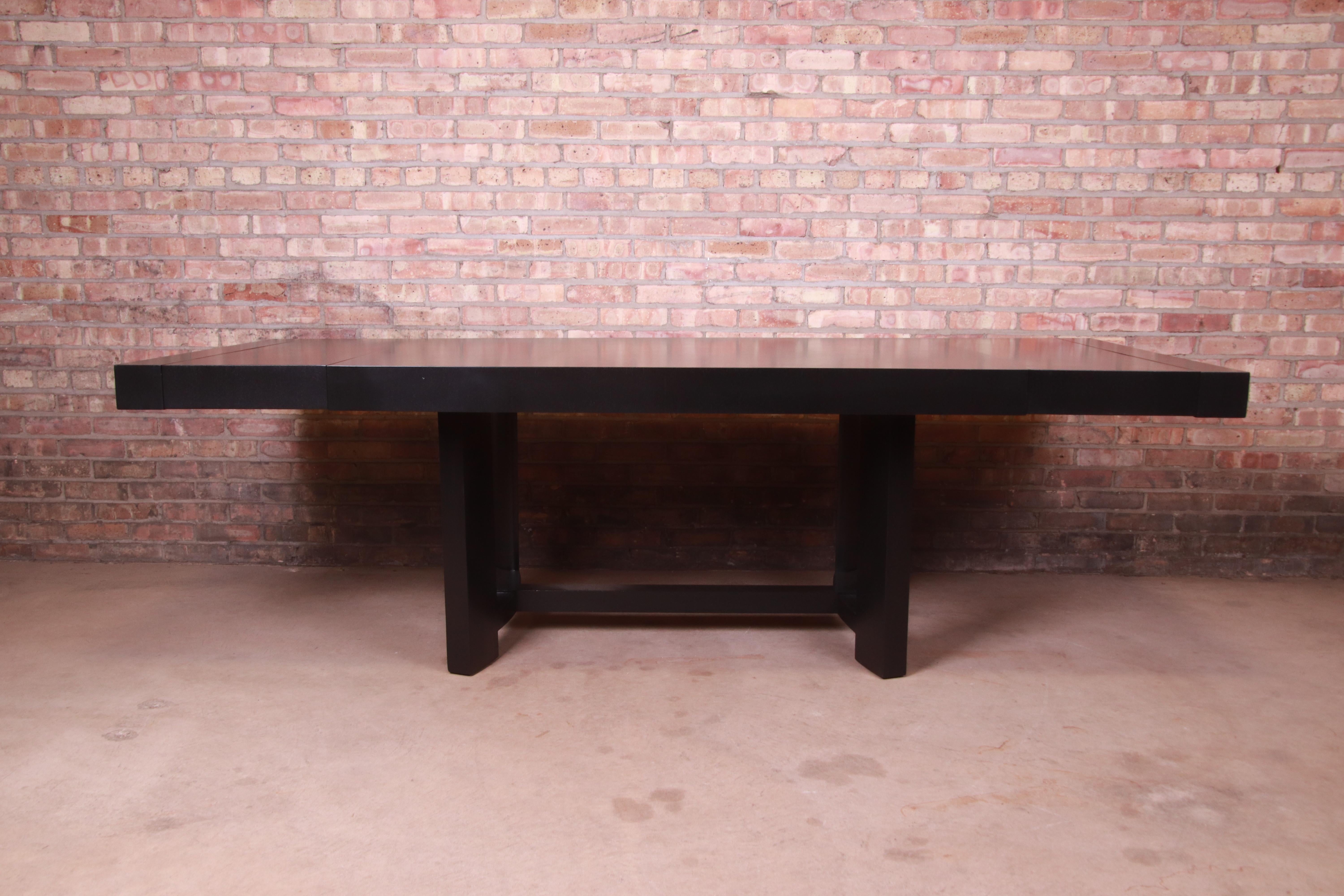 American Robsjohn-Gibbings for Widdicomb Black Lacquered Dining Table, Newly Refinished