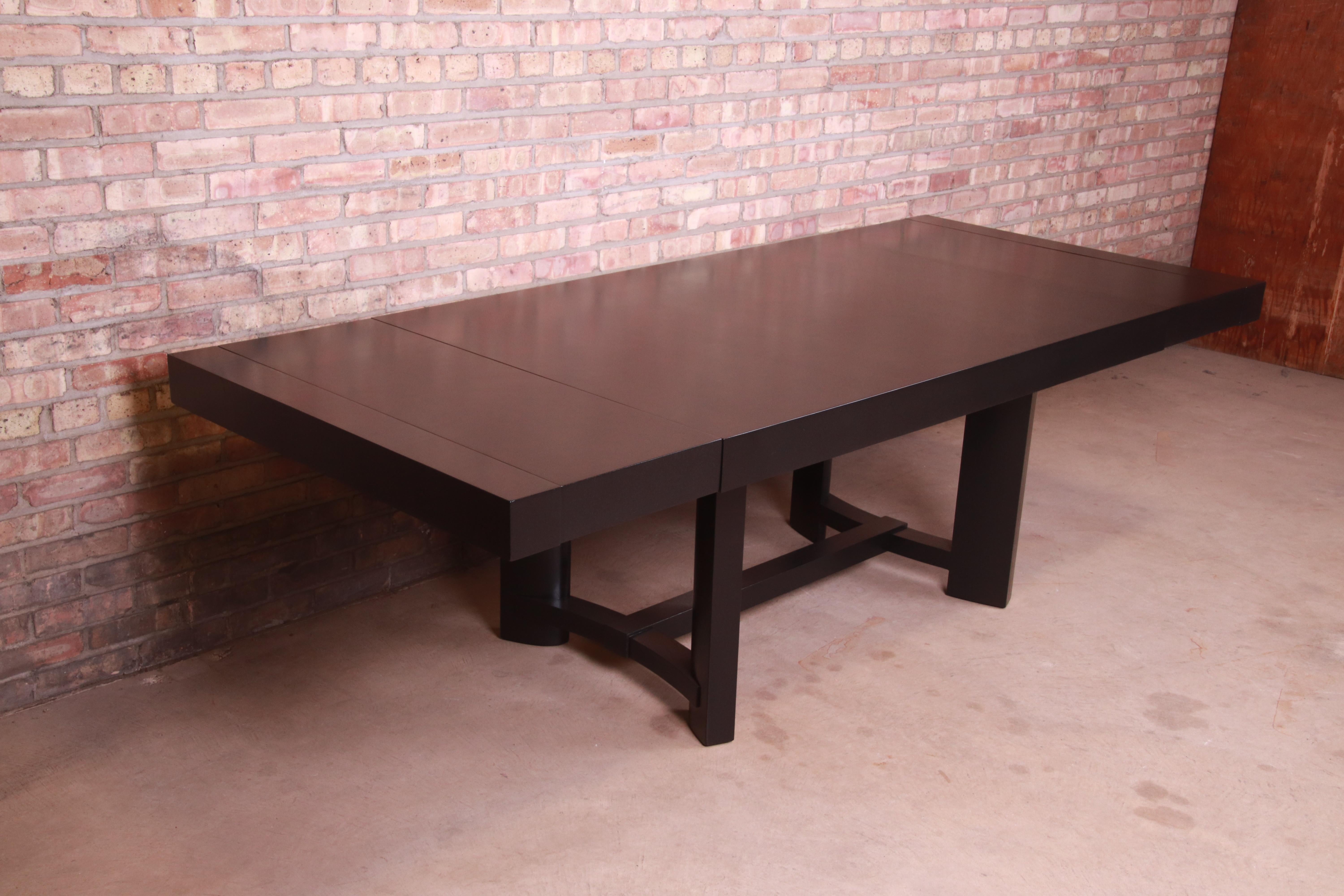 Robsjohn-Gibbings for Widdicomb Black Lacquered Dining Table, Newly Refinished In Good Condition In South Bend, IN