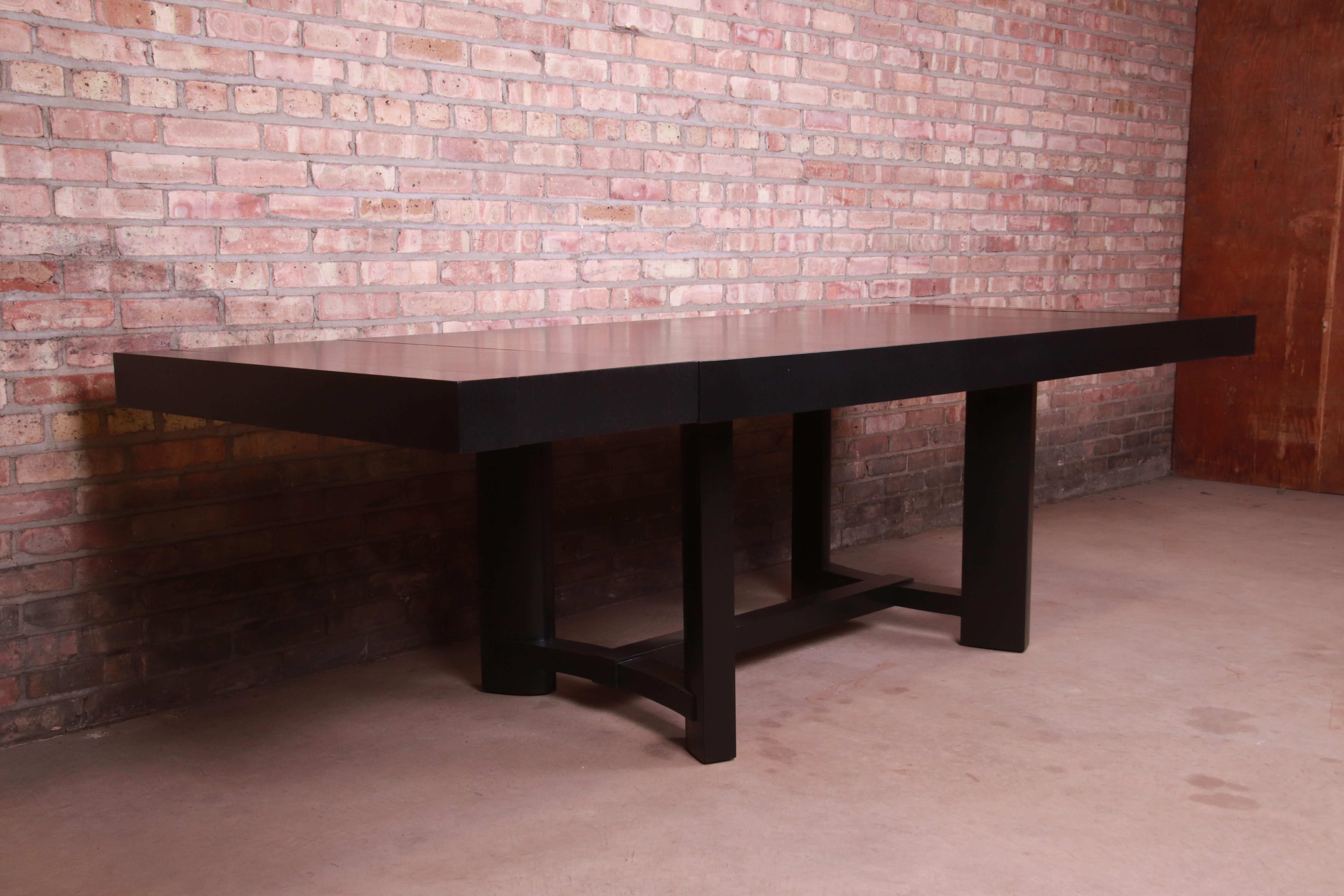 Mid-20th Century Robsjohn-Gibbings for Widdicomb Black Lacquered Dining Table, Newly Refinished