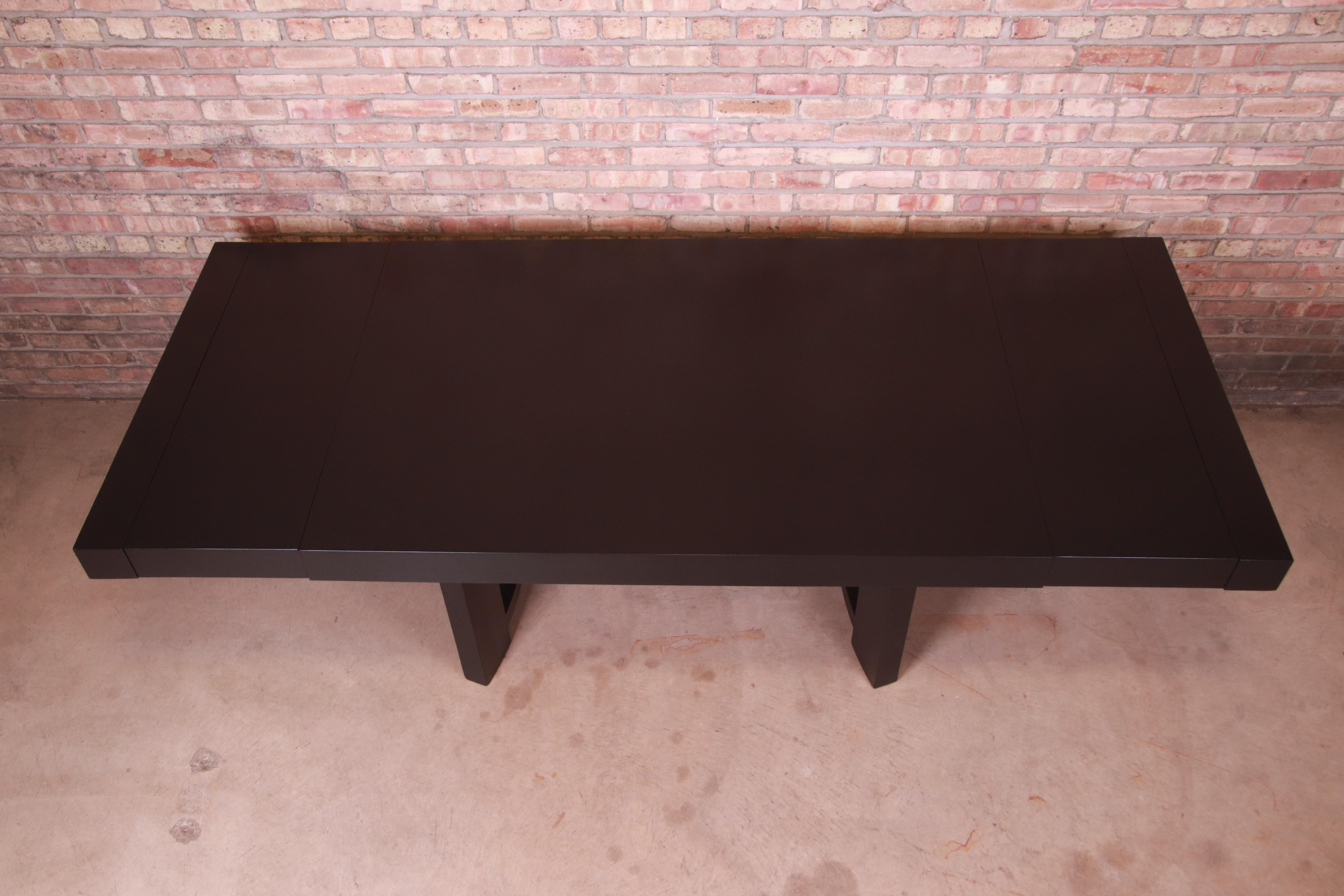 Walnut Robsjohn-Gibbings for Widdicomb Black Lacquered Dining Table, Newly Refinished