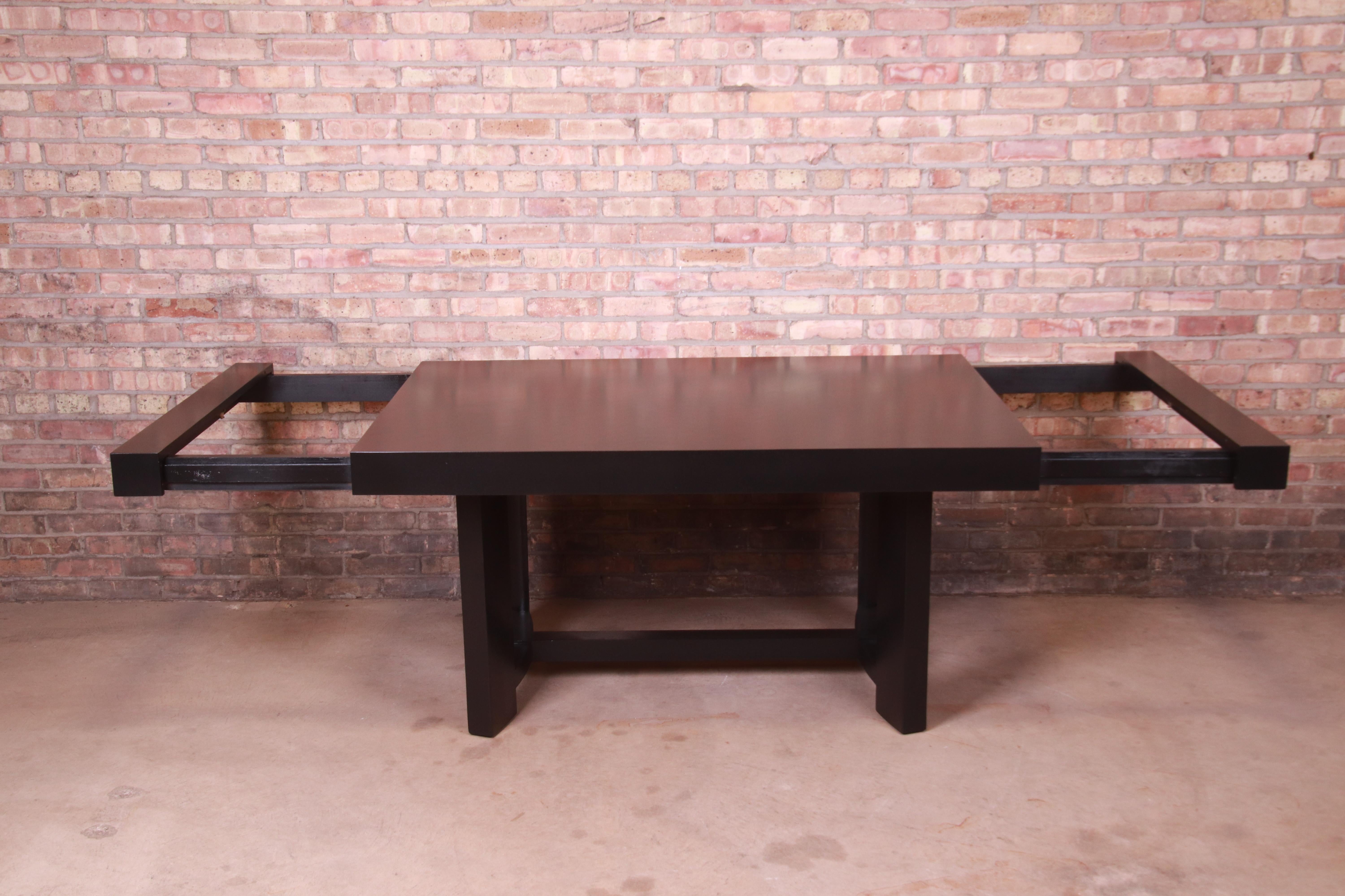 Robsjohn-Gibbings for Widdicomb Black Lacquered Dining Table, Newly Refinished 1