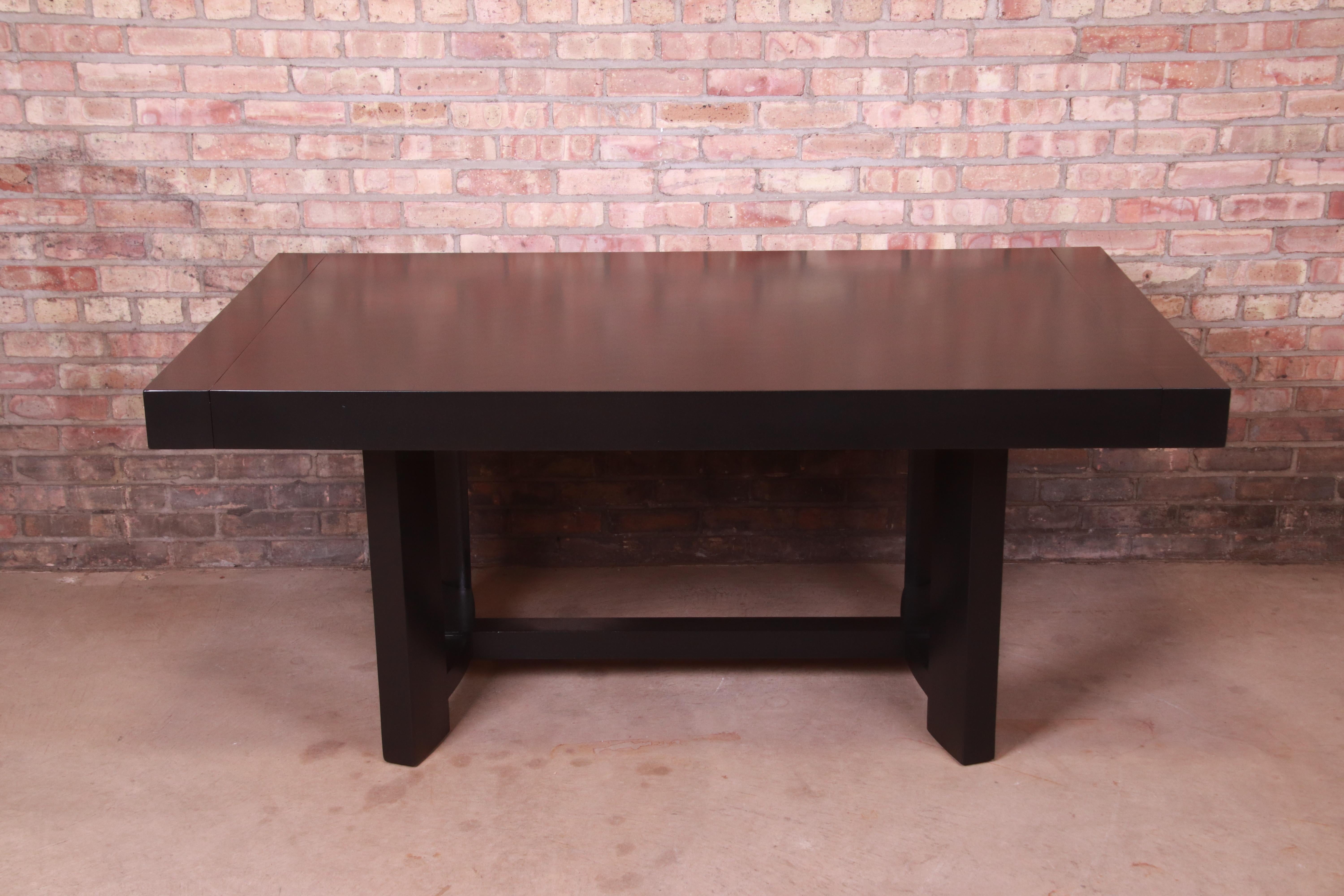 Robsjohn-Gibbings for Widdicomb Black Lacquered Dining Table, Newly Refinished 2