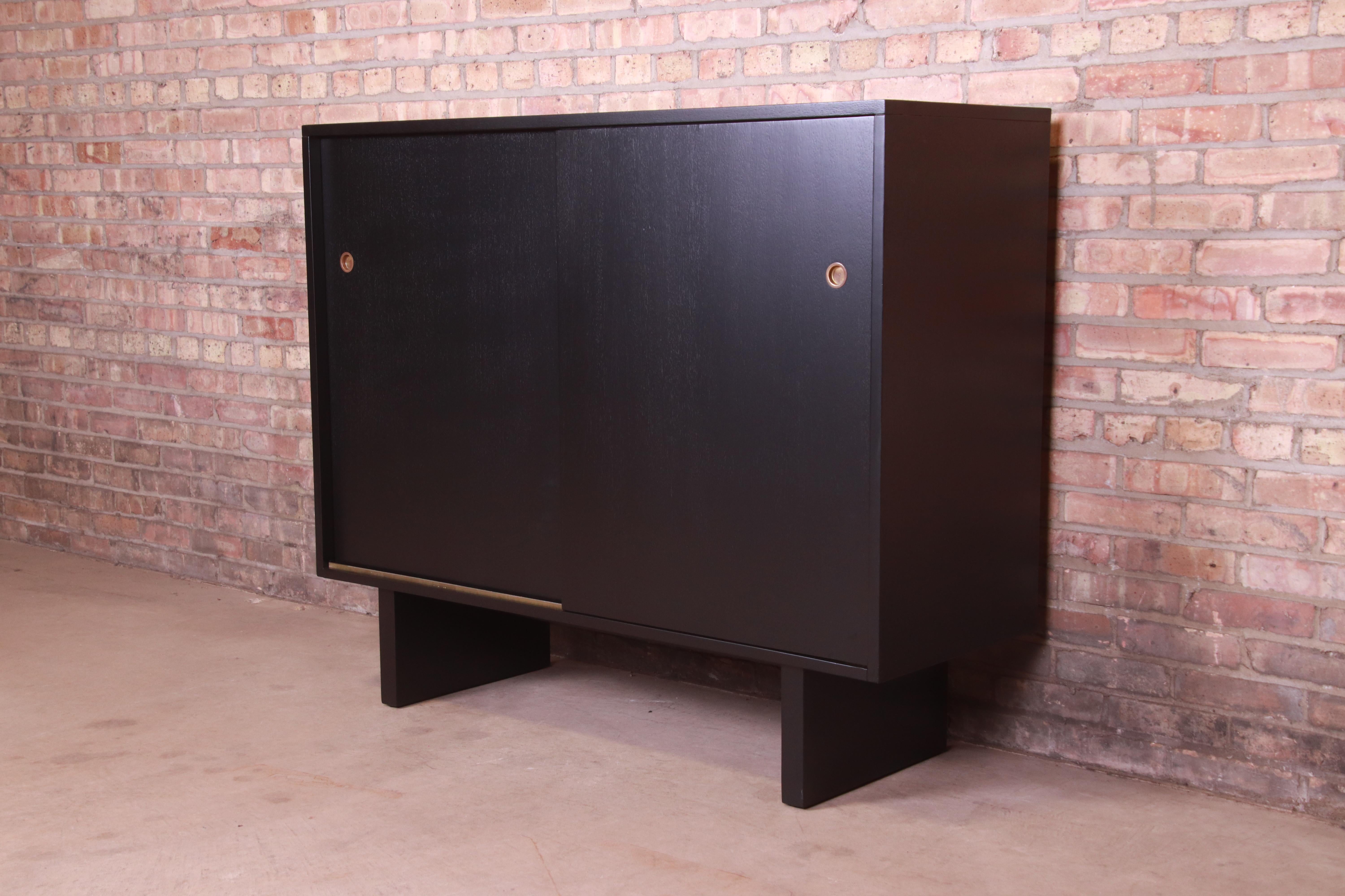 Mid-Century Modern Robsjohn-Gibbings for Widdicomb Black Lacquered Gentleman's Chest, Refinished