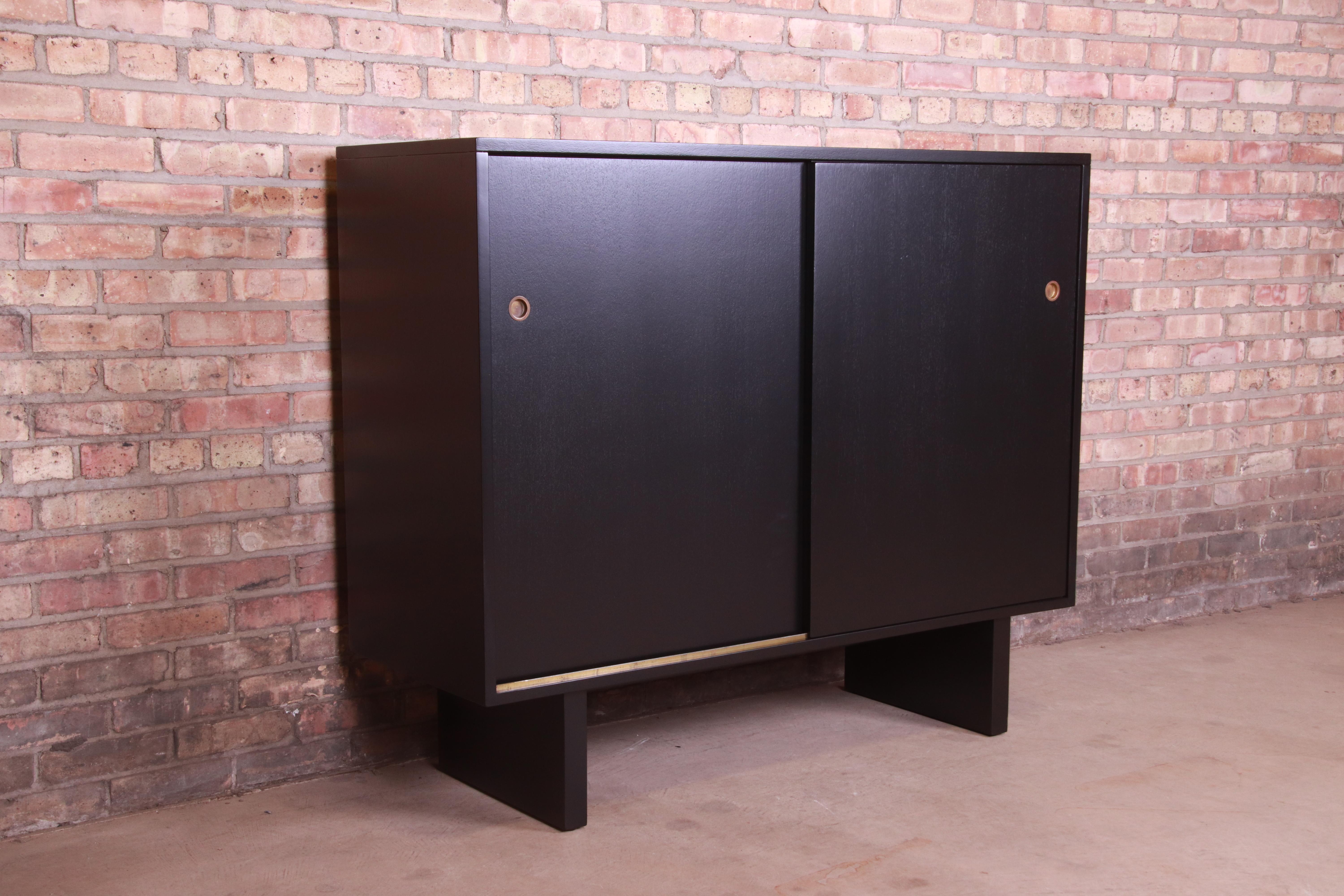 Robsjohn-Gibbings for Widdicomb Black Lacquered Gentleman's Chests, Refinished 12