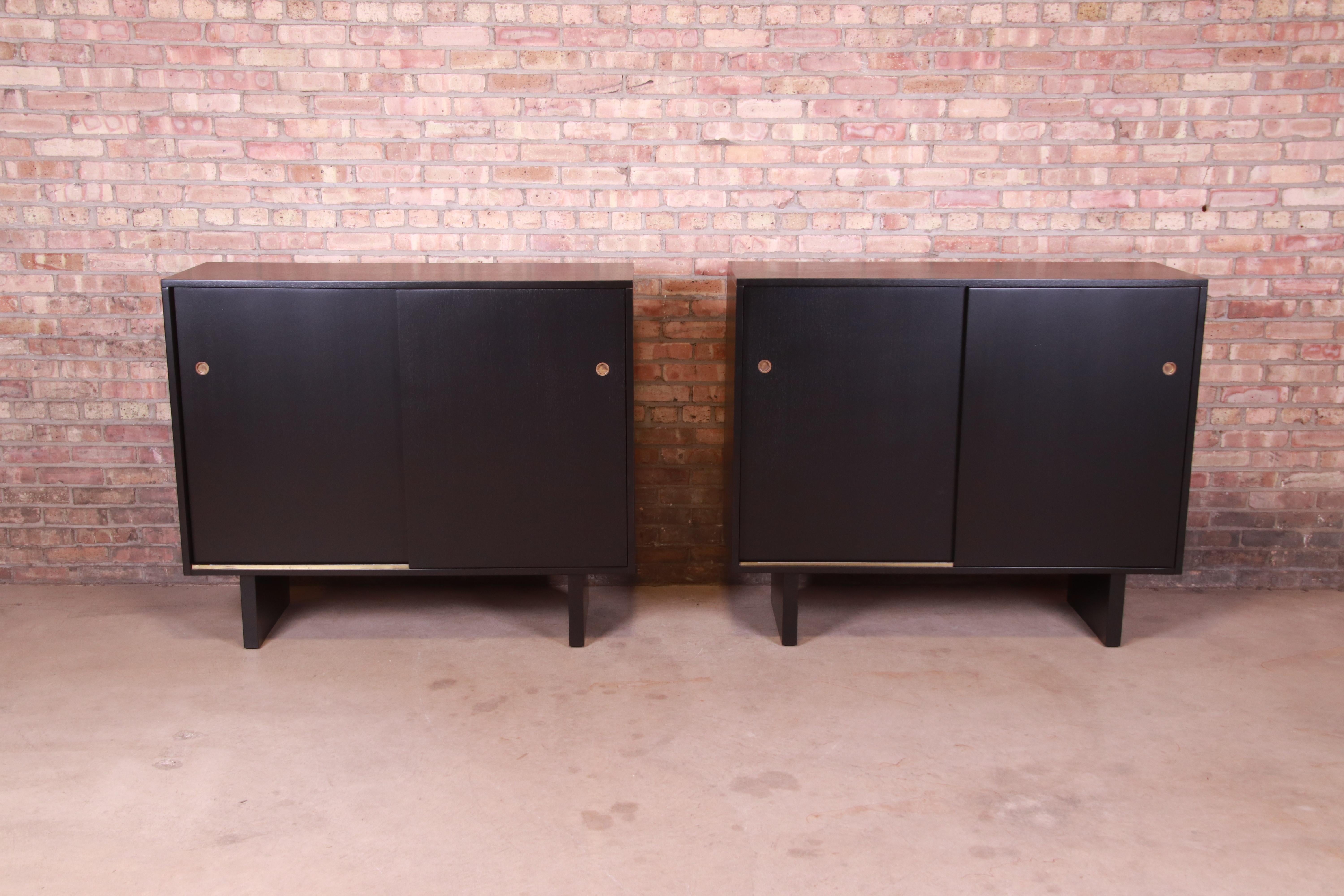 Mid-Century Modern Robsjohn-Gibbings for Widdicomb Black Lacquered Gentleman's Chests, Refinished