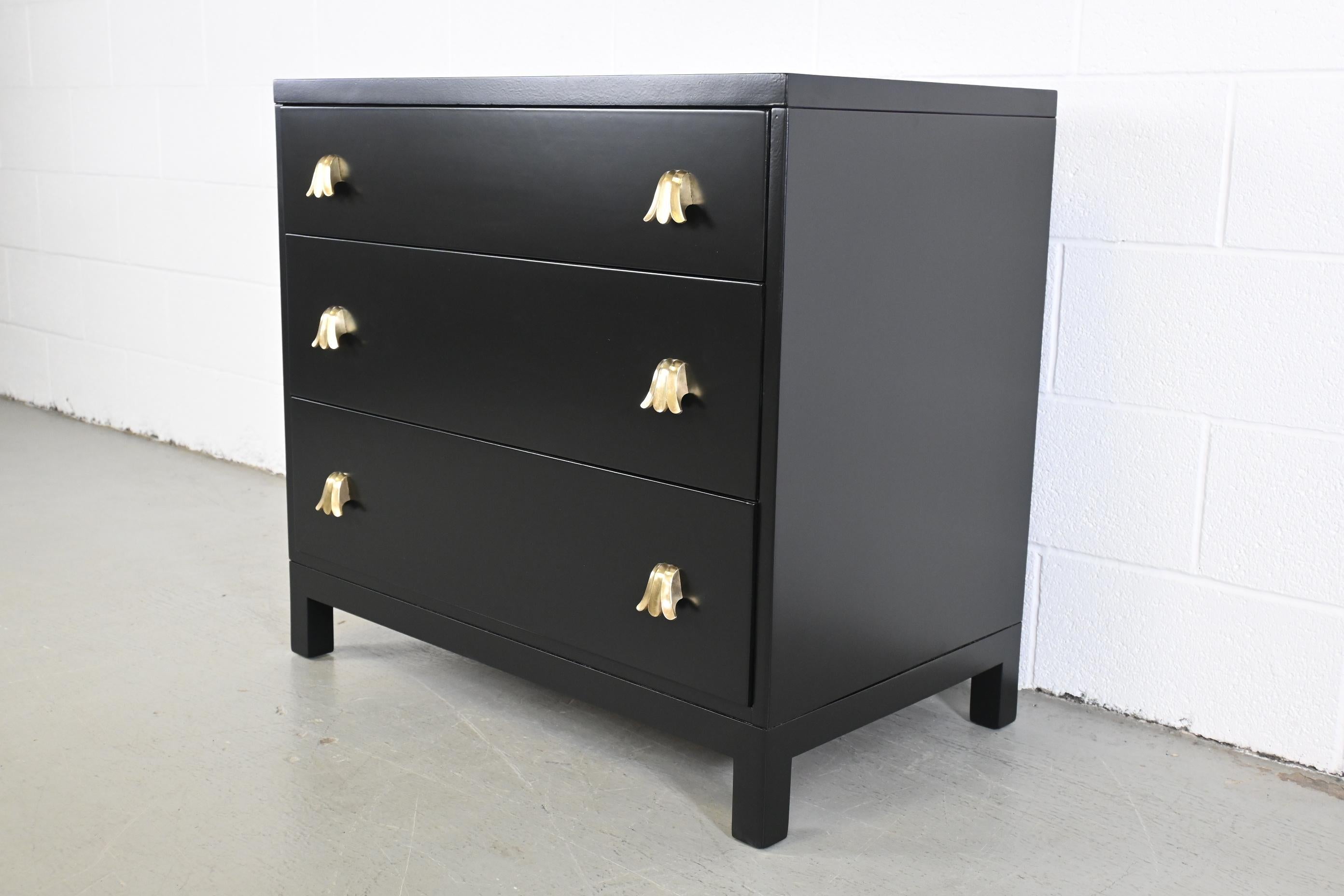 American Robsjohn Gibbings for Widdicomb Black Lacquered Mid-Century Modern Dresser For Sale