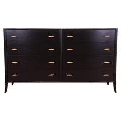Robsjohn-Gibbings for Widdicomb Black Lacquered Saber Leg Dresser, Refinished