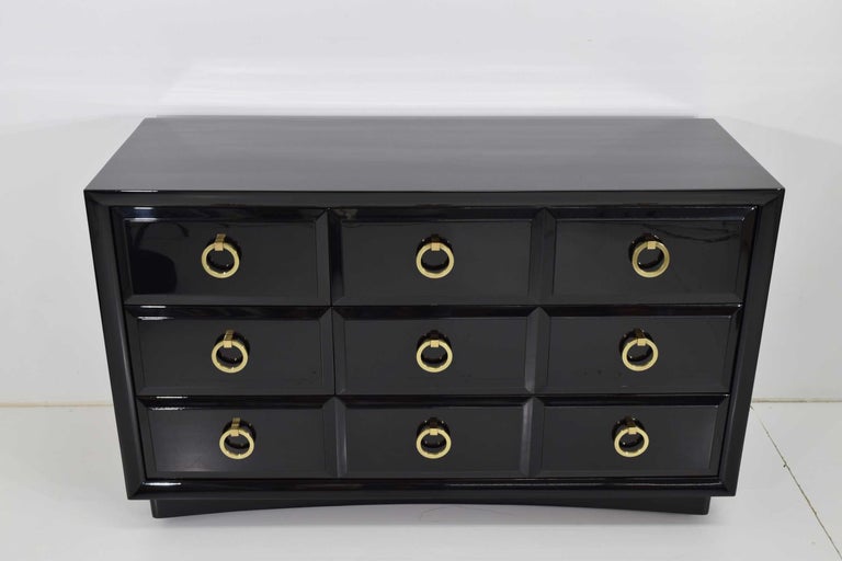 Robsjohn Gibbings For Widdicomb Chest Of Drawers In Black Lacquer