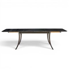 Mesa de comedor «Robsjohn Gibbings» de Widdicomb, con patas tipo sable ebonizadas y 2 extensiones