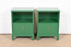 Robsjohn-Gibbings for Widdicomb Green Lacquered Nightstands, Newly Refinished