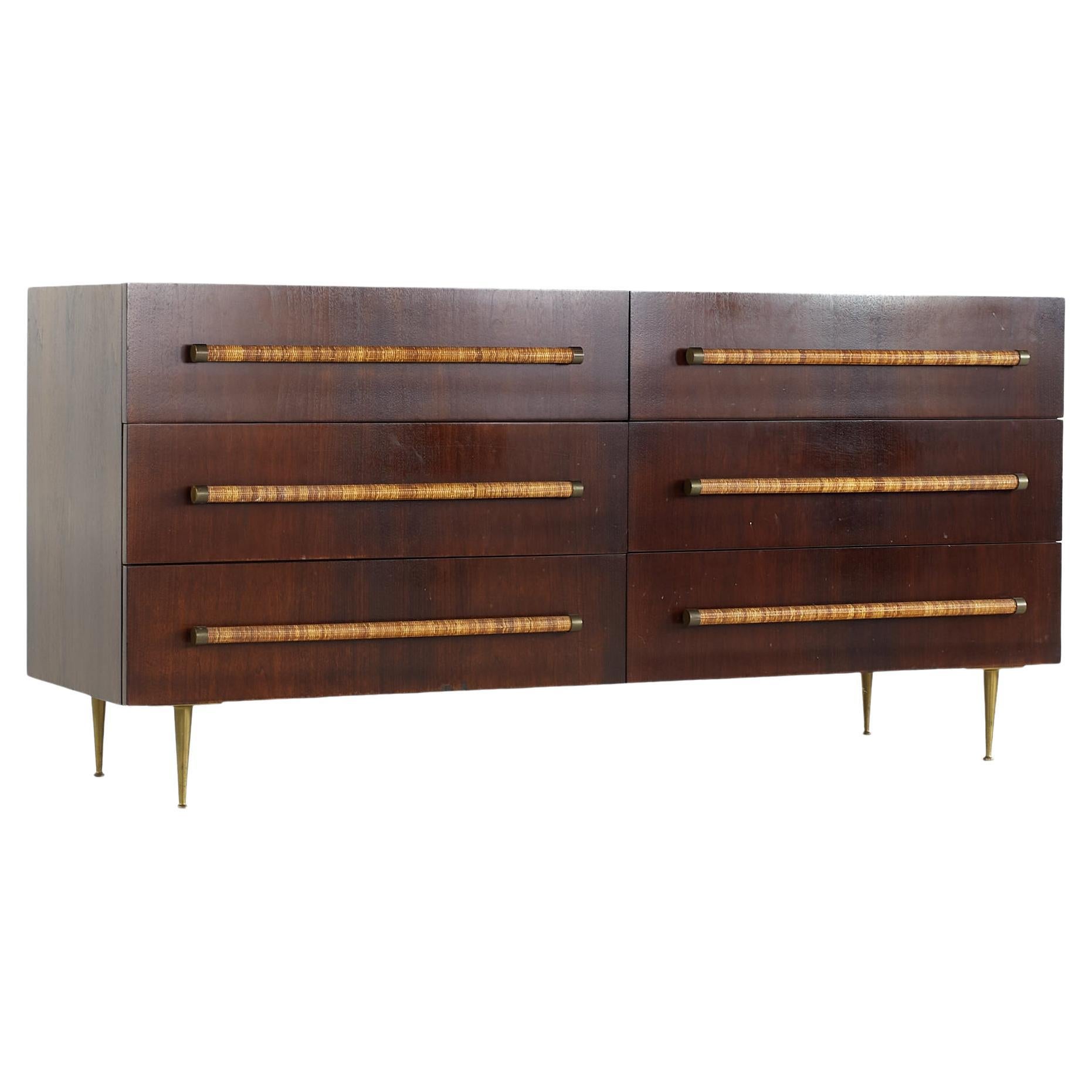 Lowboy Dresser 6 Drawer 17 For Sale on 1stDibs