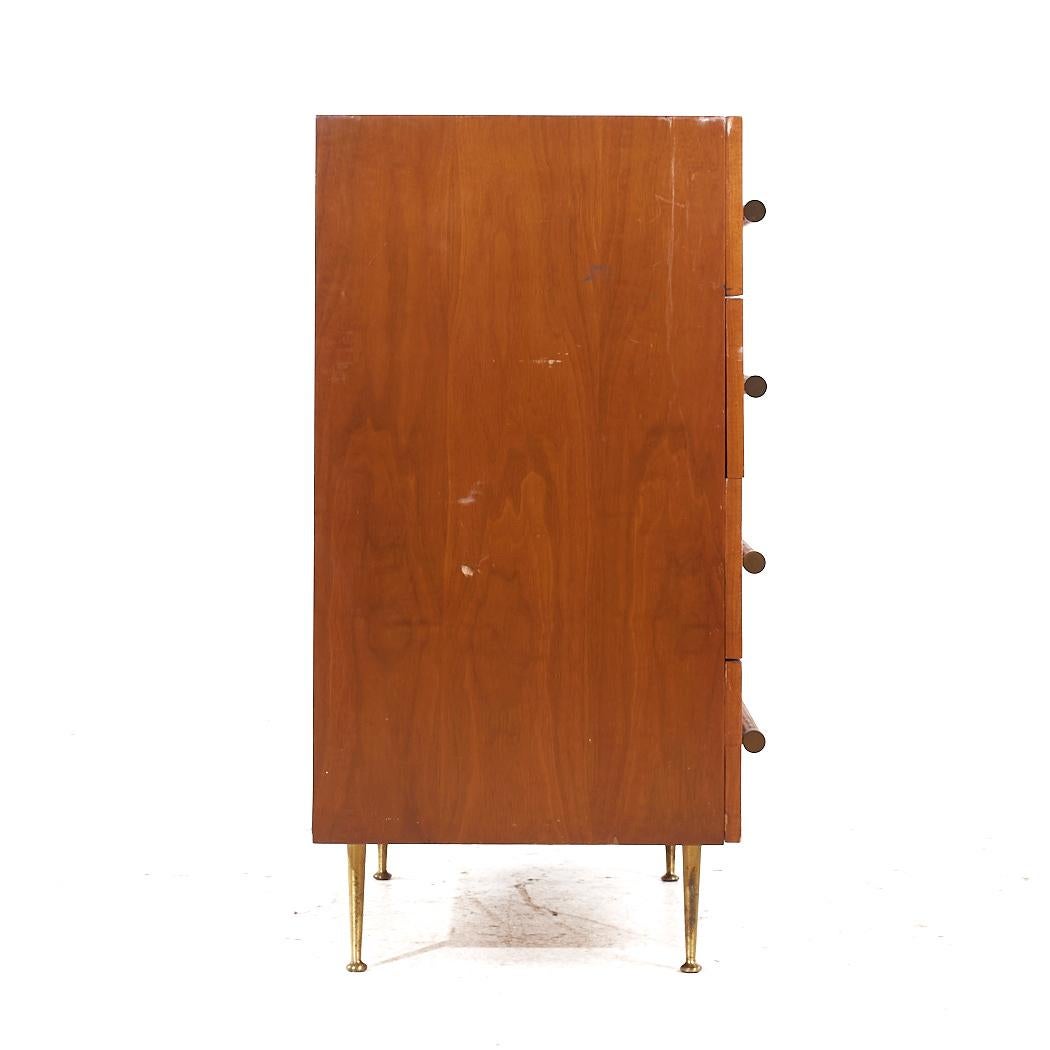 Americano Robsjohn Gibbings per Widdicomb MCM Comò Highboy in mogano sbiancato e canna d'ottone in vendita