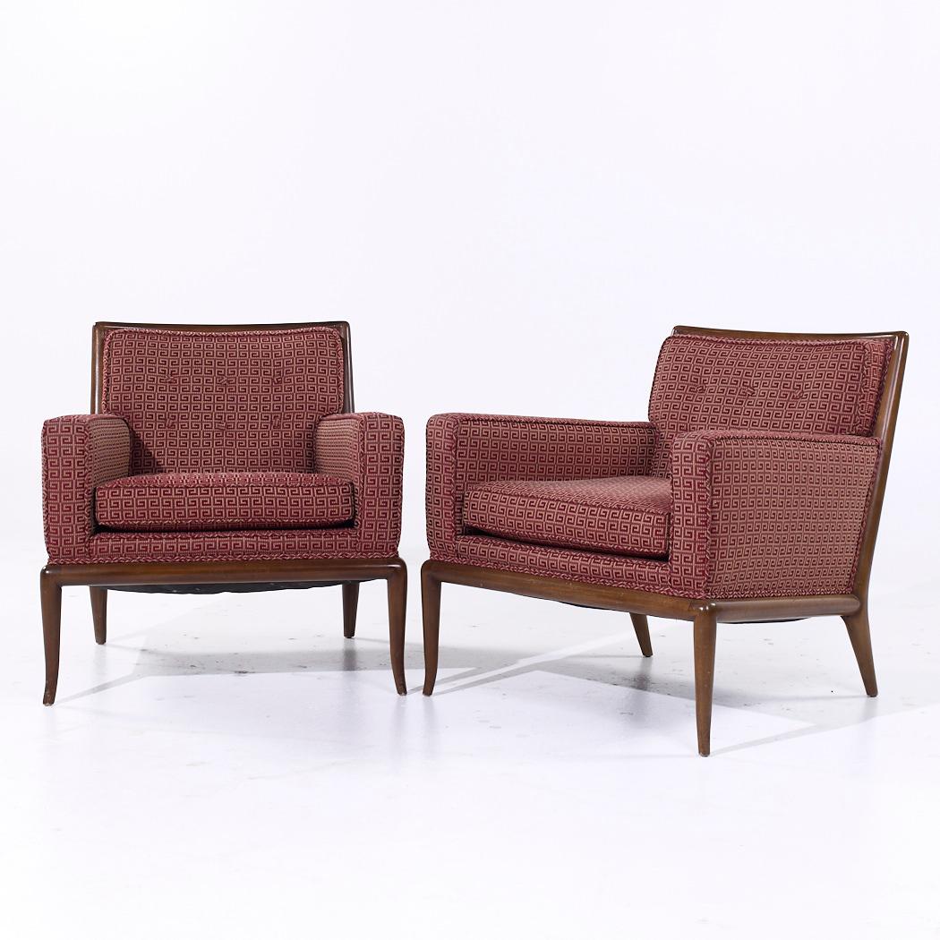Mid-Century Modern Robsjohn Gibbings for Widdicomb MCM Chaises longues à pieds de sabre en noyer - Paire en vente