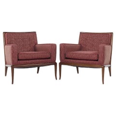 Robsjohn Gibbings para Widdicomb MCM Sillas de salón con patas de sable de nogal - Pareja