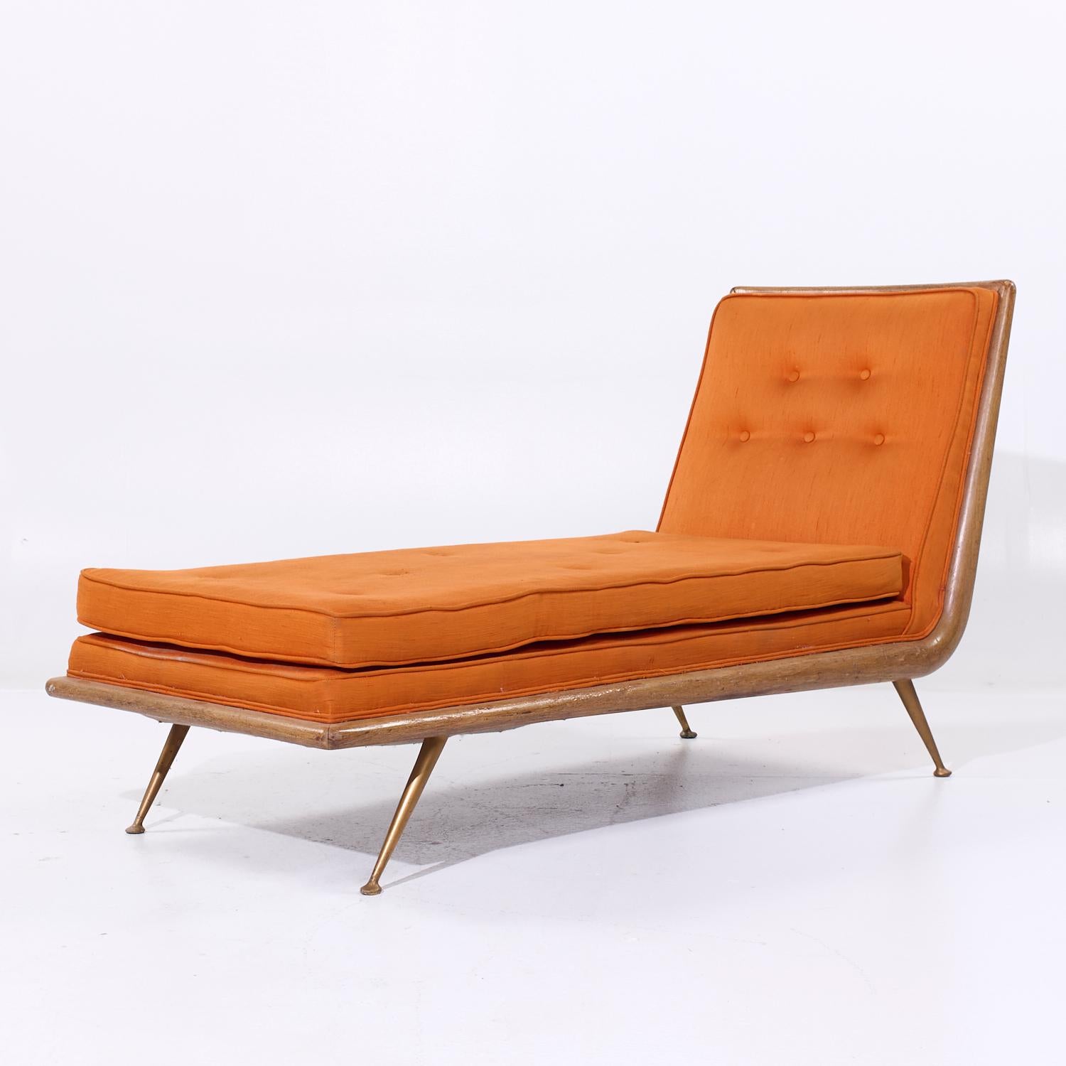 Robsjohn Gibbings für Widdicomb Mid Century Messing, Mahagoni Chaise Lounge Chair (Moderne der Mitte des Jahrhunderts) im Angebot