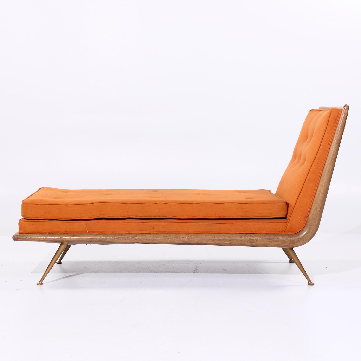 Robsjohn Gibbings für Widdicomb Mid Century Messing, Mahagoni Chaise Lounge Chair (amerikanisch) im Angebot