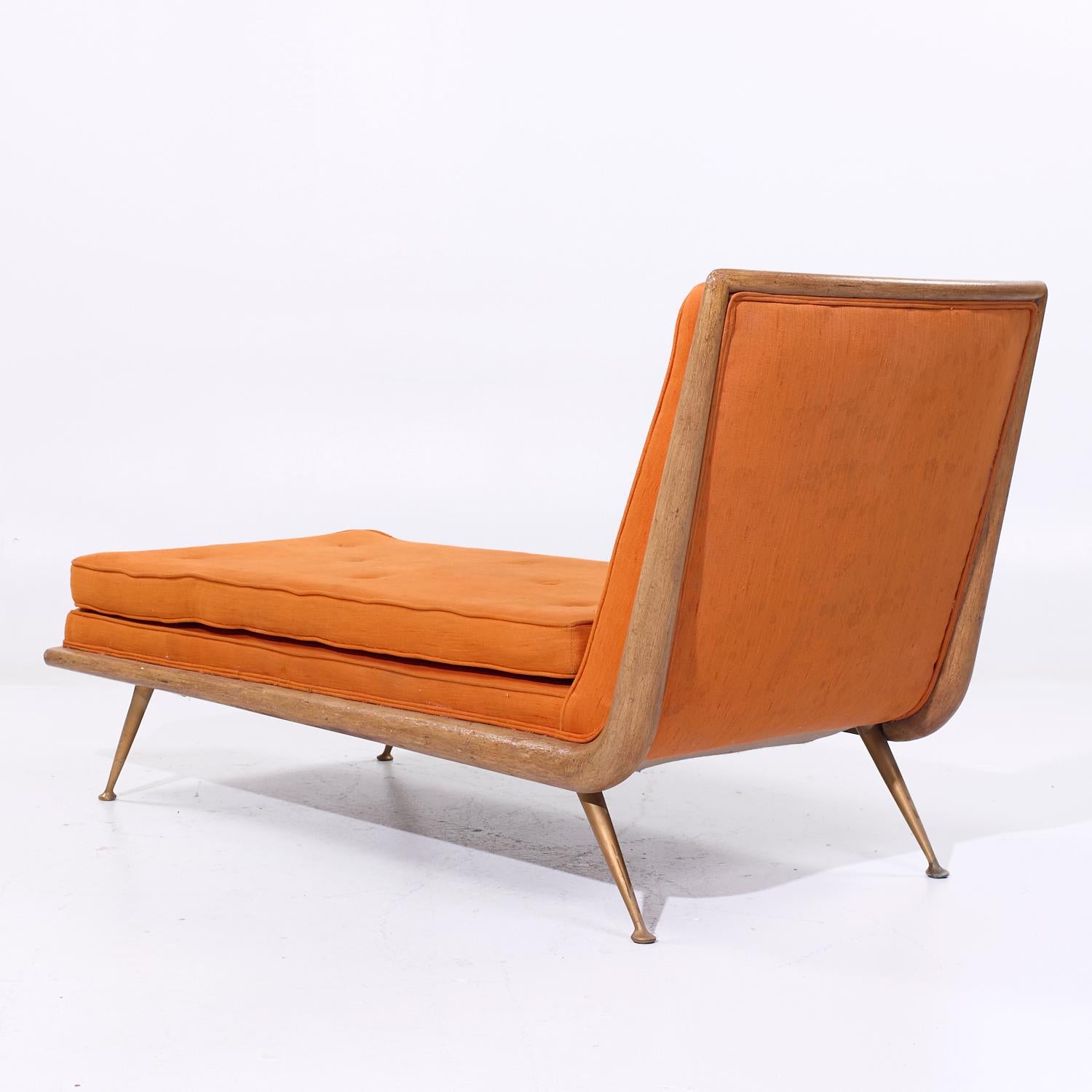 Robsjohn Gibbings für Widdicomb Mid Century Messing, Mahagoni Chaise Lounge Chair im Zustand „Gut“ im Angebot in Countryside, IL