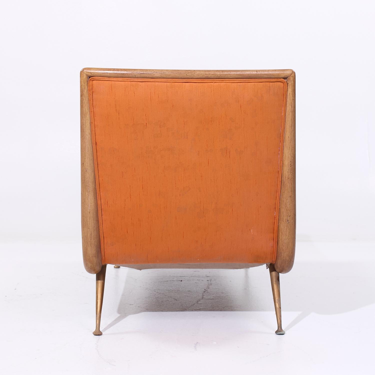 Robsjohn Gibbings für Widdicomb Mid Century Messing, Mahagoni Chaise Lounge Chair (20. Jahrhundert) im Angebot