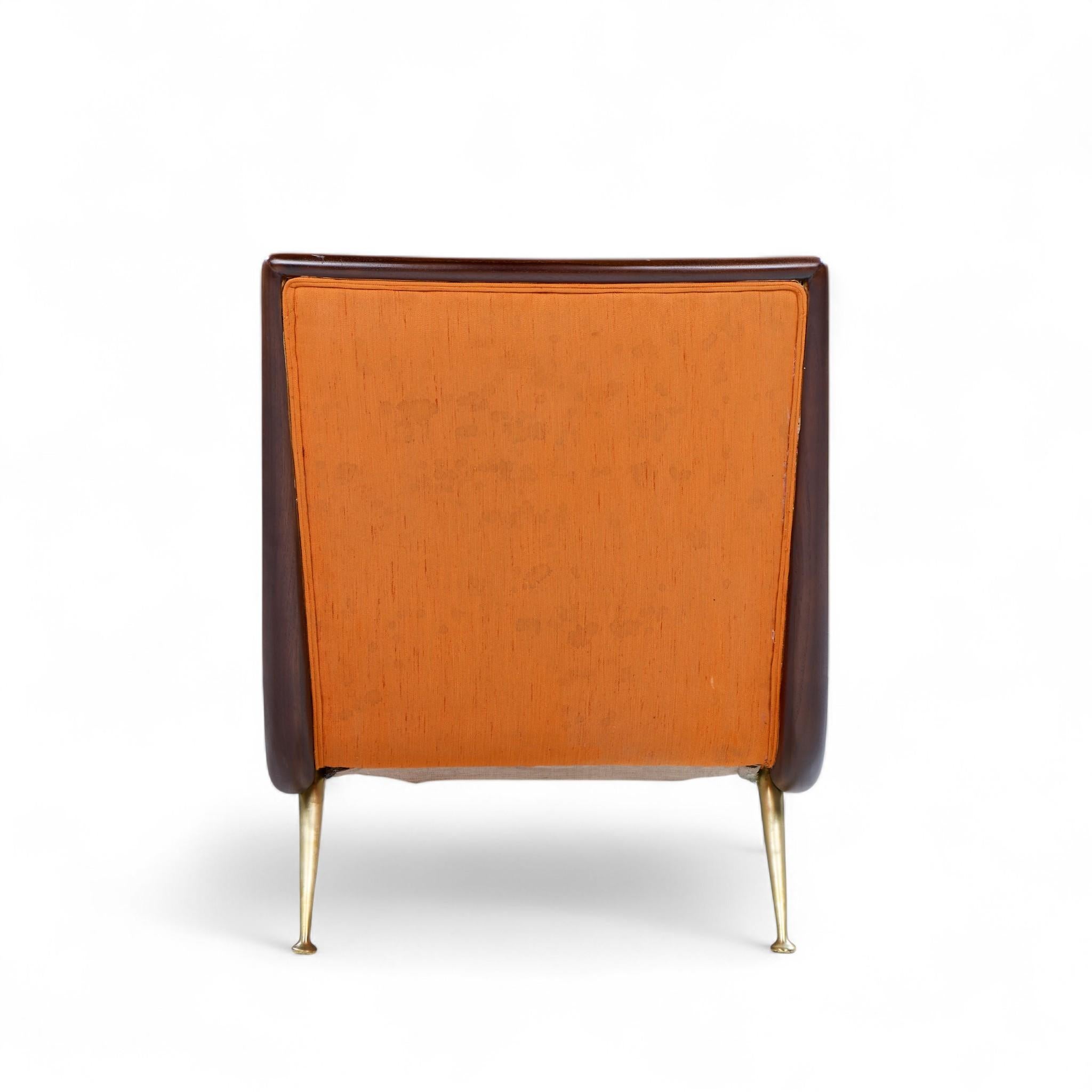 XX secolo Robsjohn Gibbings per Widdicomb Sedia a sdraio in ottone e mogano del metà del secolo scorso in vendita