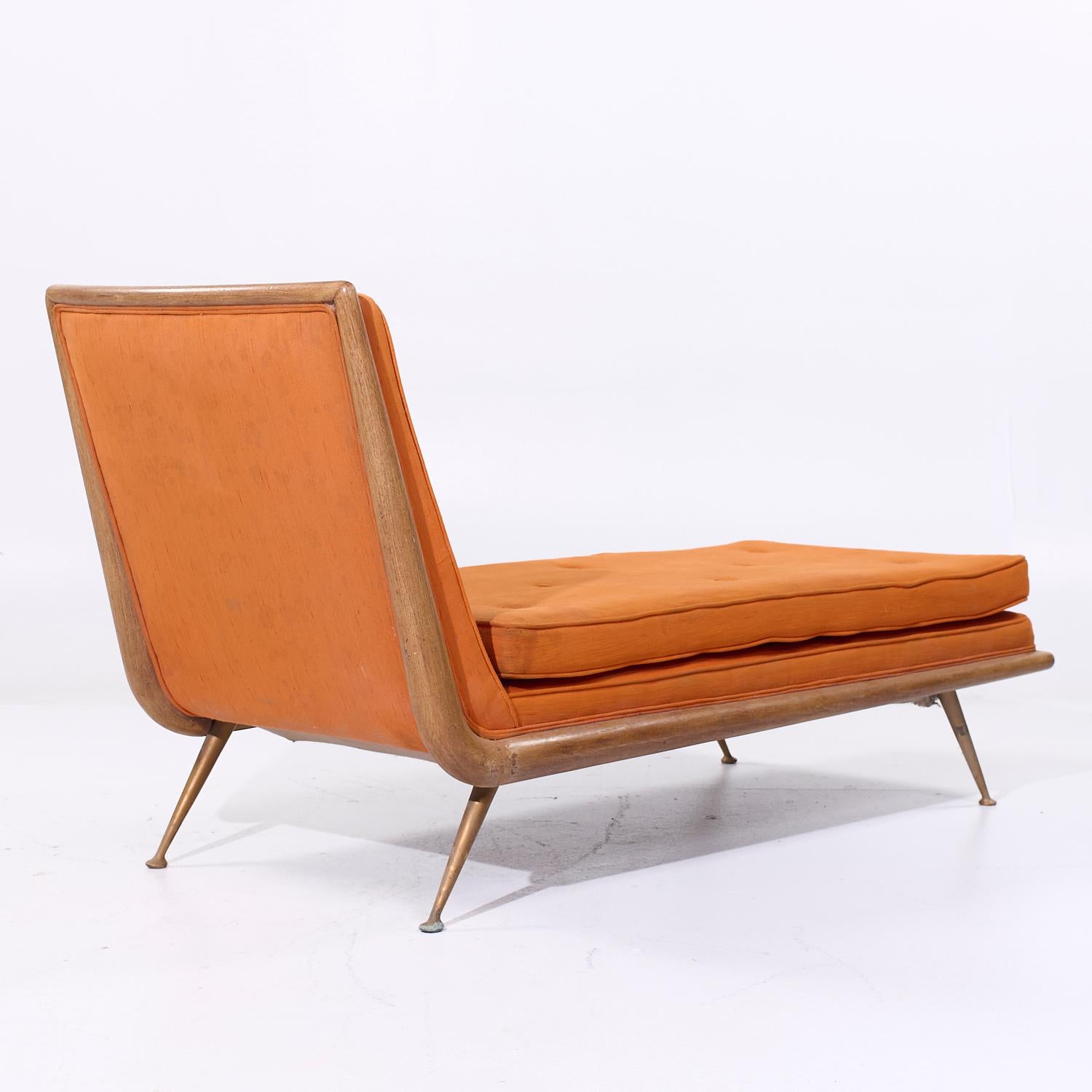 Robsjohn Gibbings für Widdicomb Mid Century Messing, Mahagoni Chaise Lounge Chair im Angebot 1