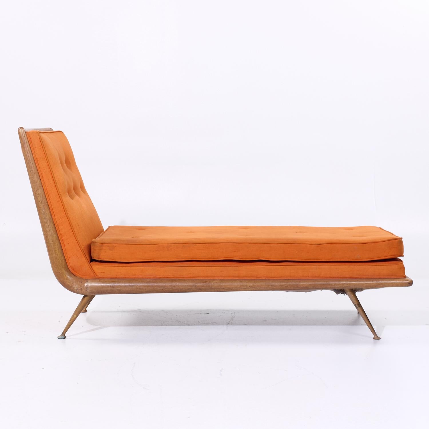 Robsjohn Gibbings für Widdicomb Mid Century Messing, Mahagoni Chaise Lounge Chair im Angebot 2