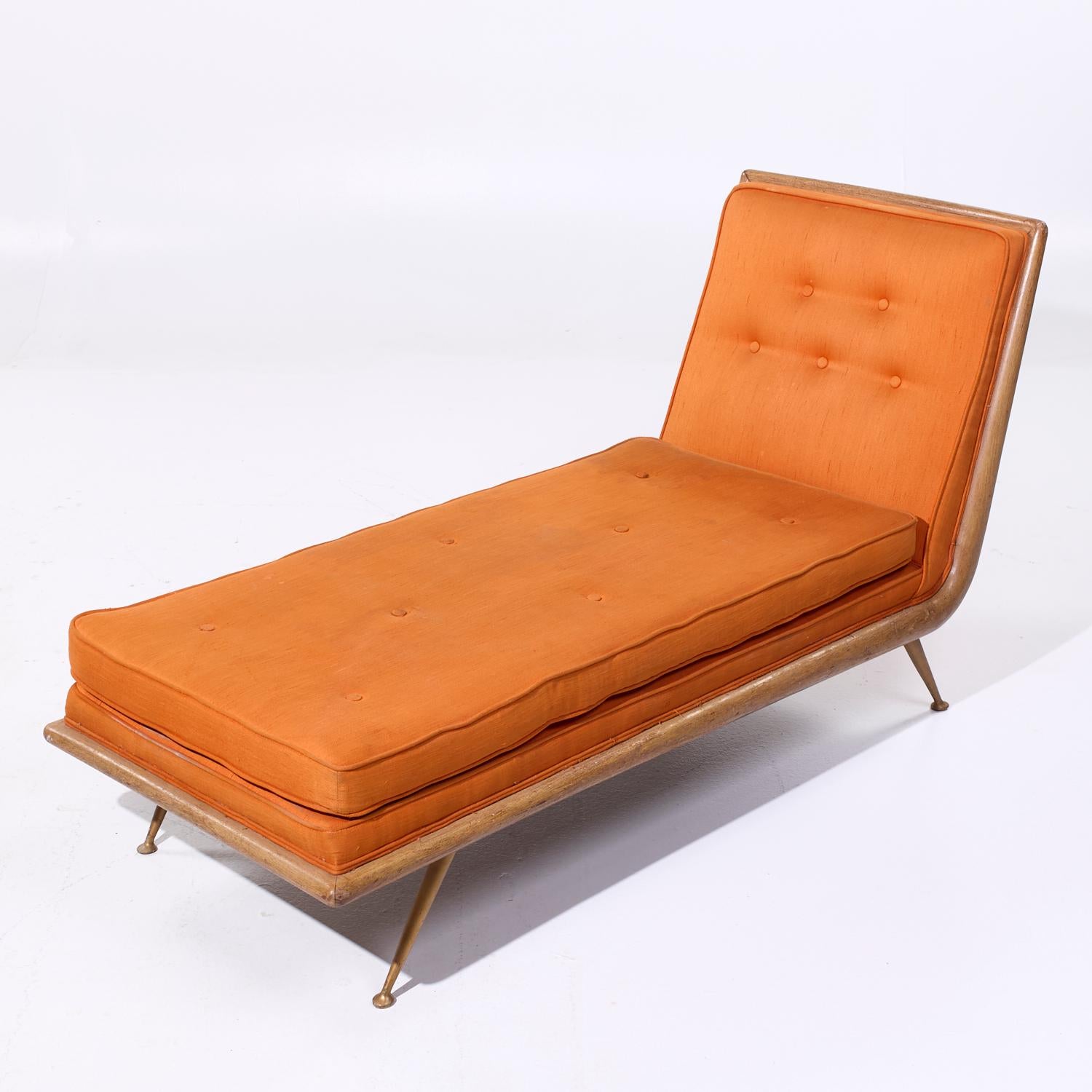 Robsjohn Gibbings für Widdicomb Mid Century Messing, Mahagoni Chaise Lounge Chair im Angebot 3
