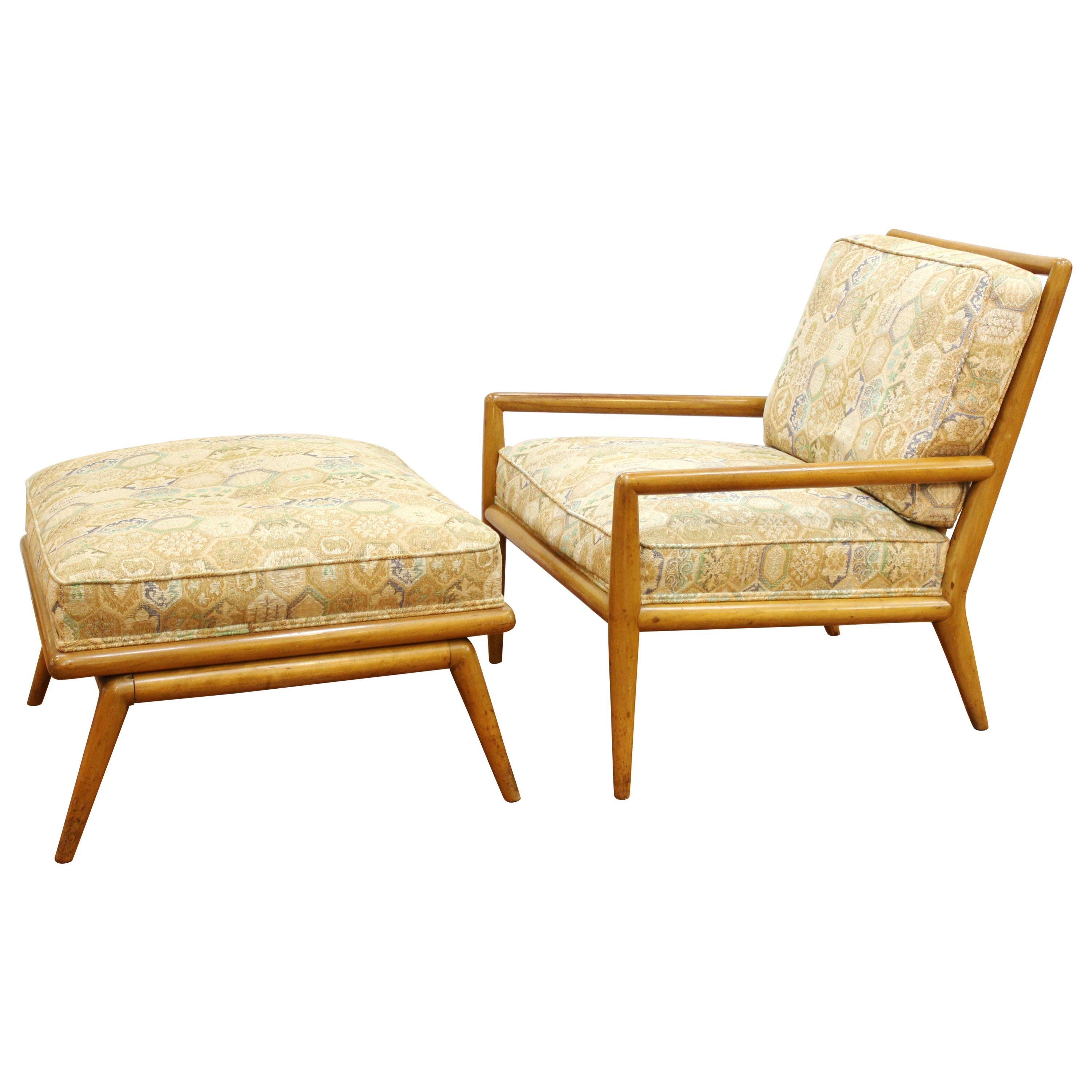 Robsjohn-Gibbings for Widdicomb Mid-Century Modern Lounge Chair and Ottoman