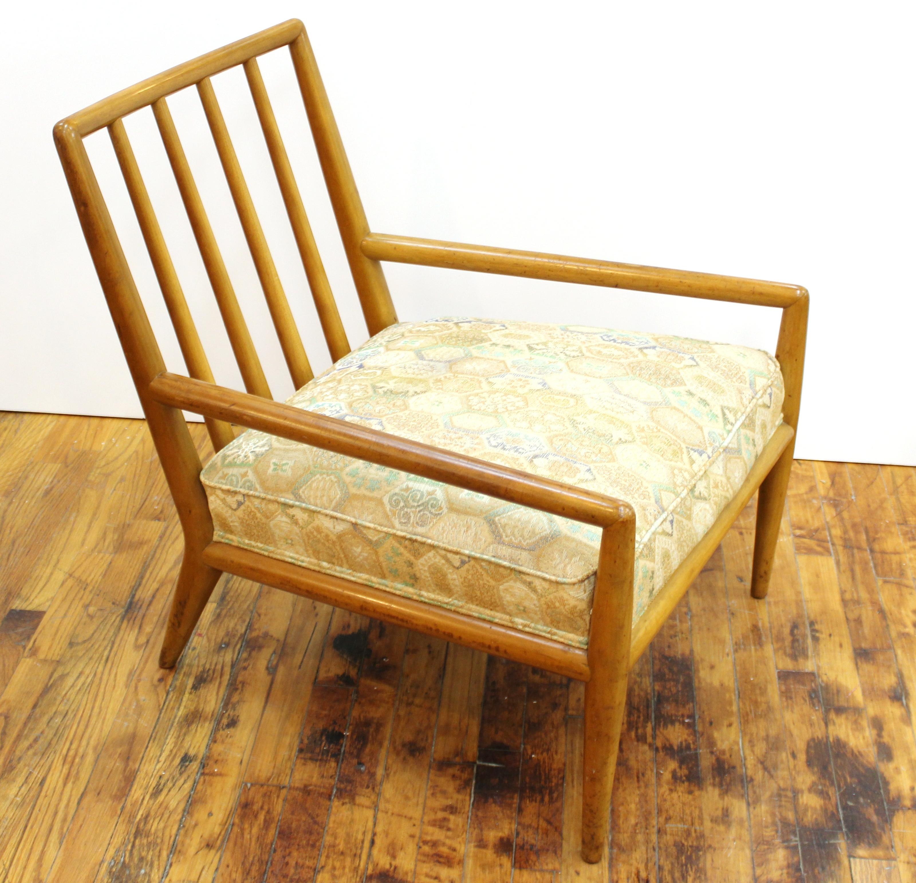 Textile Robsjohn-Gibbings for Widdicomb Mid-Century Modern Lounge Chair and Ottoman