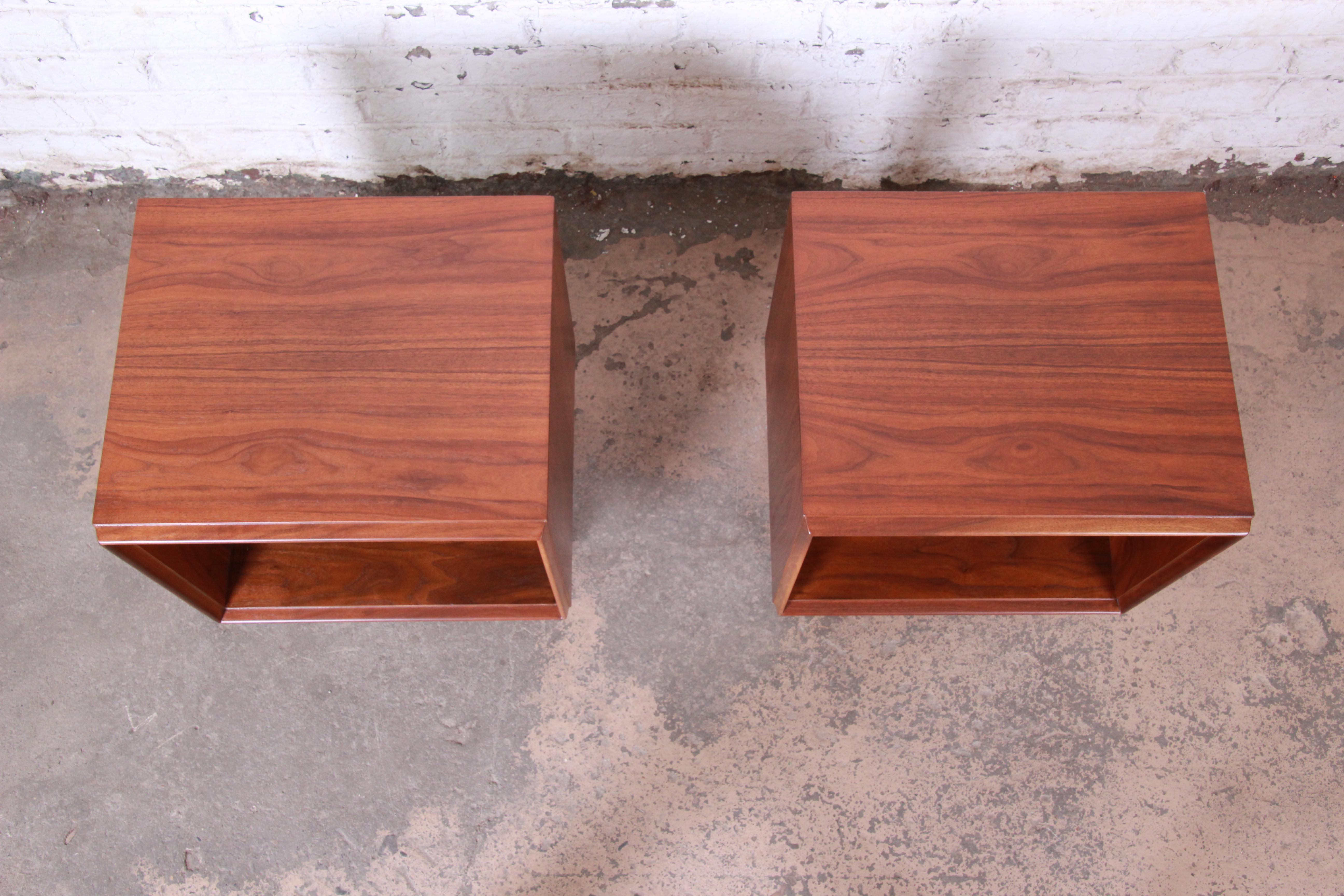 Mid-20th Century Robsjohn-Gibbings for Widdicomb Mid-Century Modern Walnut Nightstands, Pair