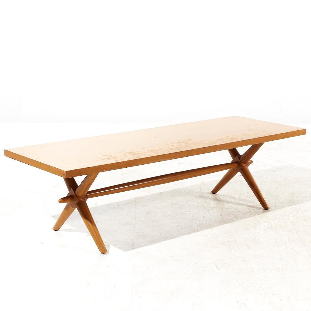 Late 20th Century Robsjohn Gibbings for Widdicomb Mid Century X Base Coffee Table For Sale