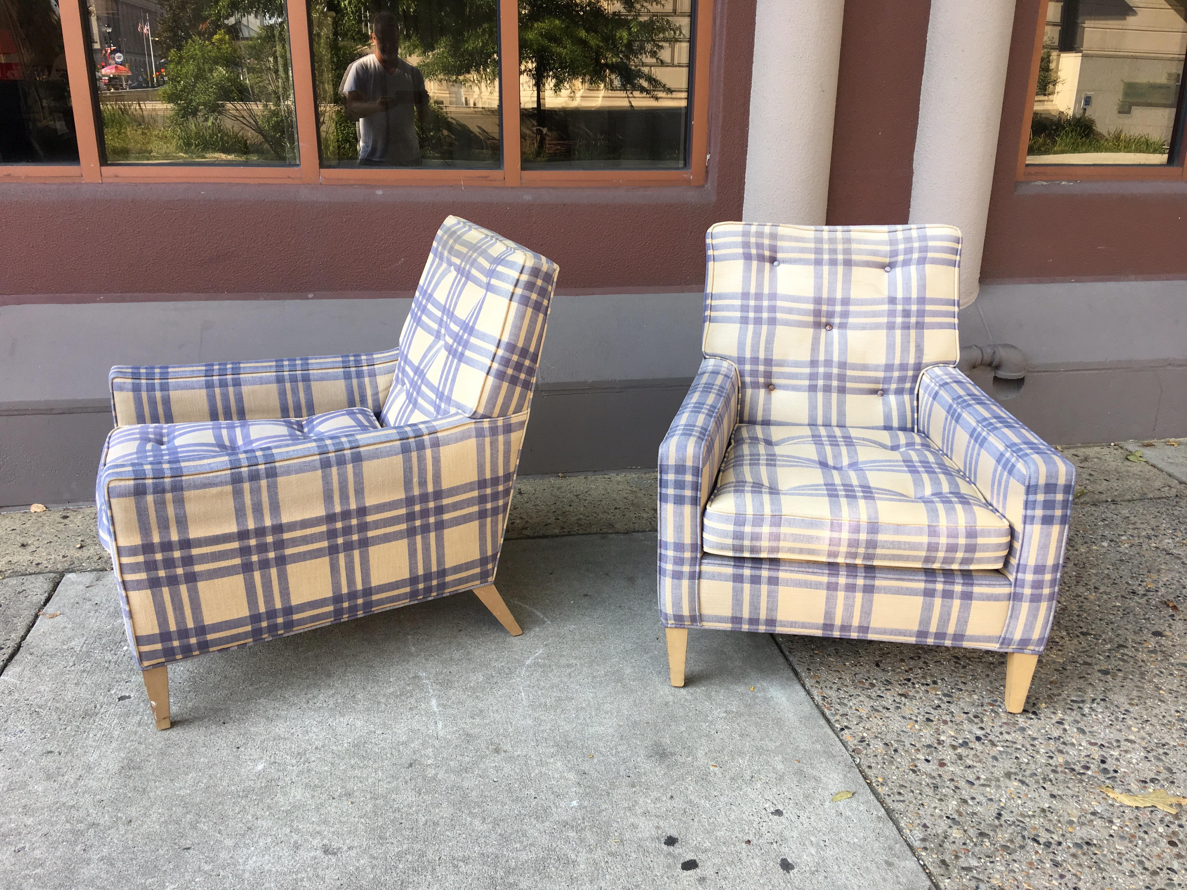 Mid-Century Modern Robsjohn Gibbings for Widdicomb Pair of deep Lounge Chairs