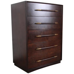 Robsjohn-Gibbings for Widdicomb Walnut Tall Chest of Drawers, Newly Refinished