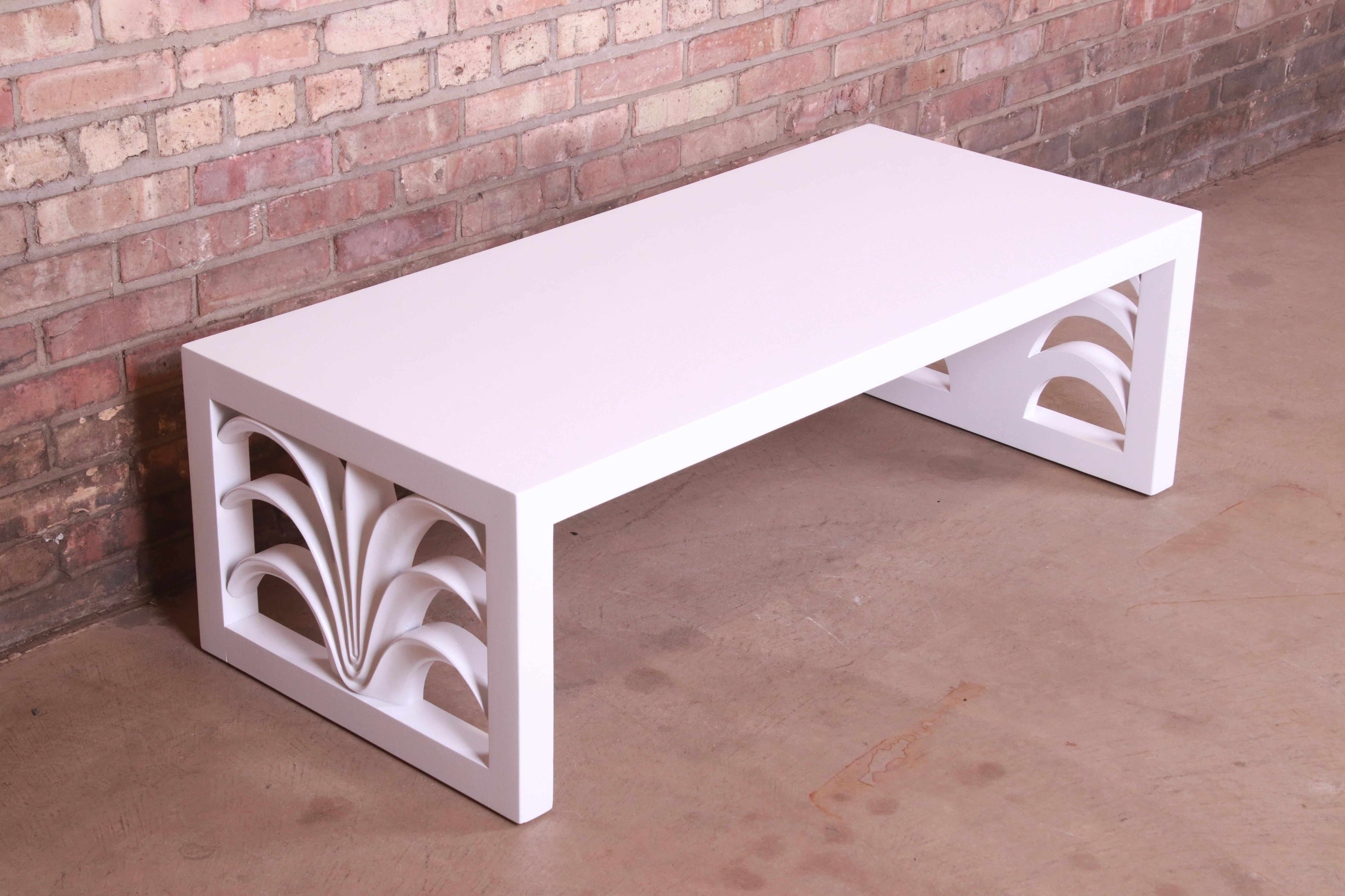 Robsjohn-Gibbings for Widdicomb White Lacquered Palm Leaf Coffee Table, 1950s In Good Condition In South Bend, IN