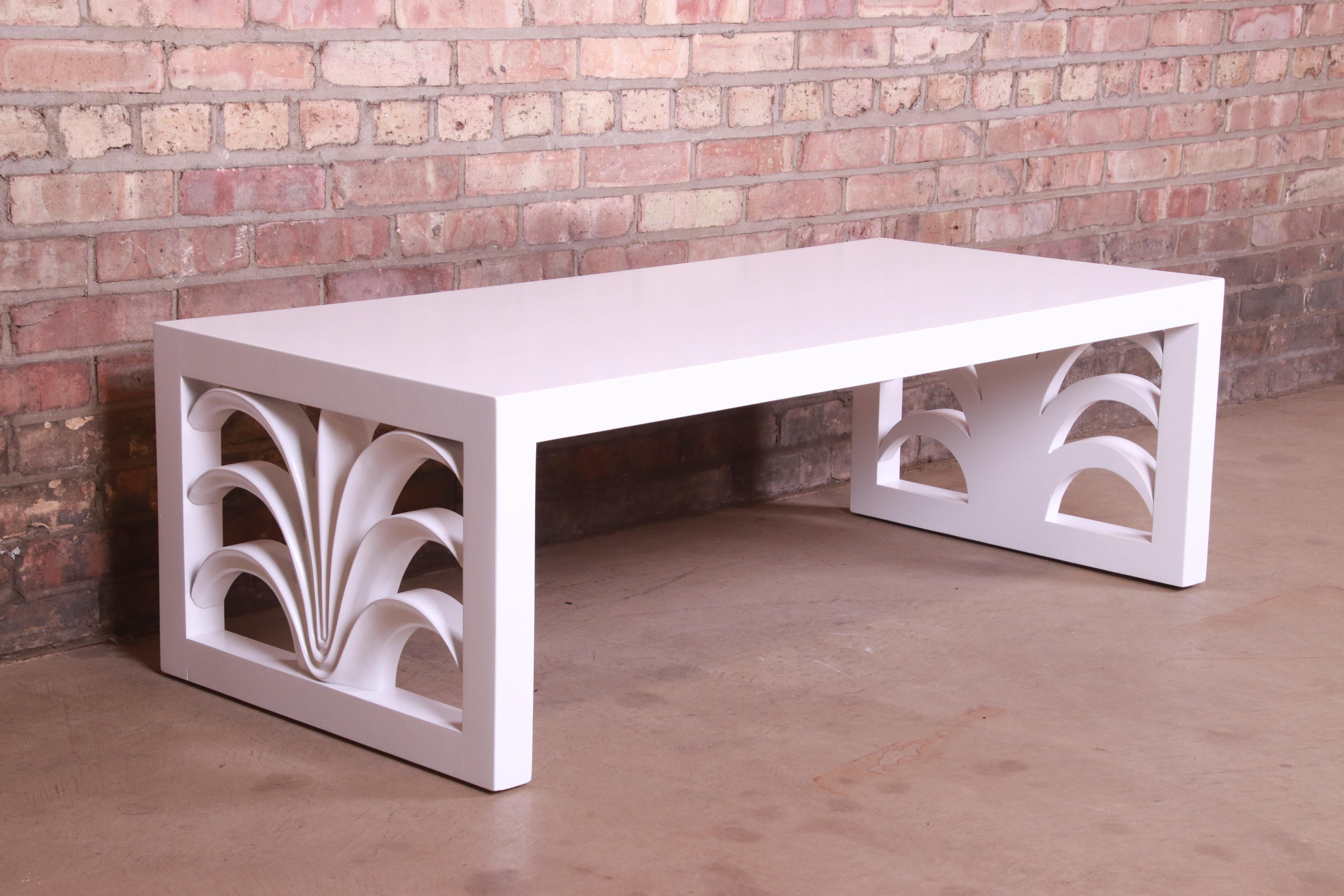 20th Century Robsjohn-Gibbings for Widdicomb White Lacquered Palm Leaf Coffee Table, 1950s