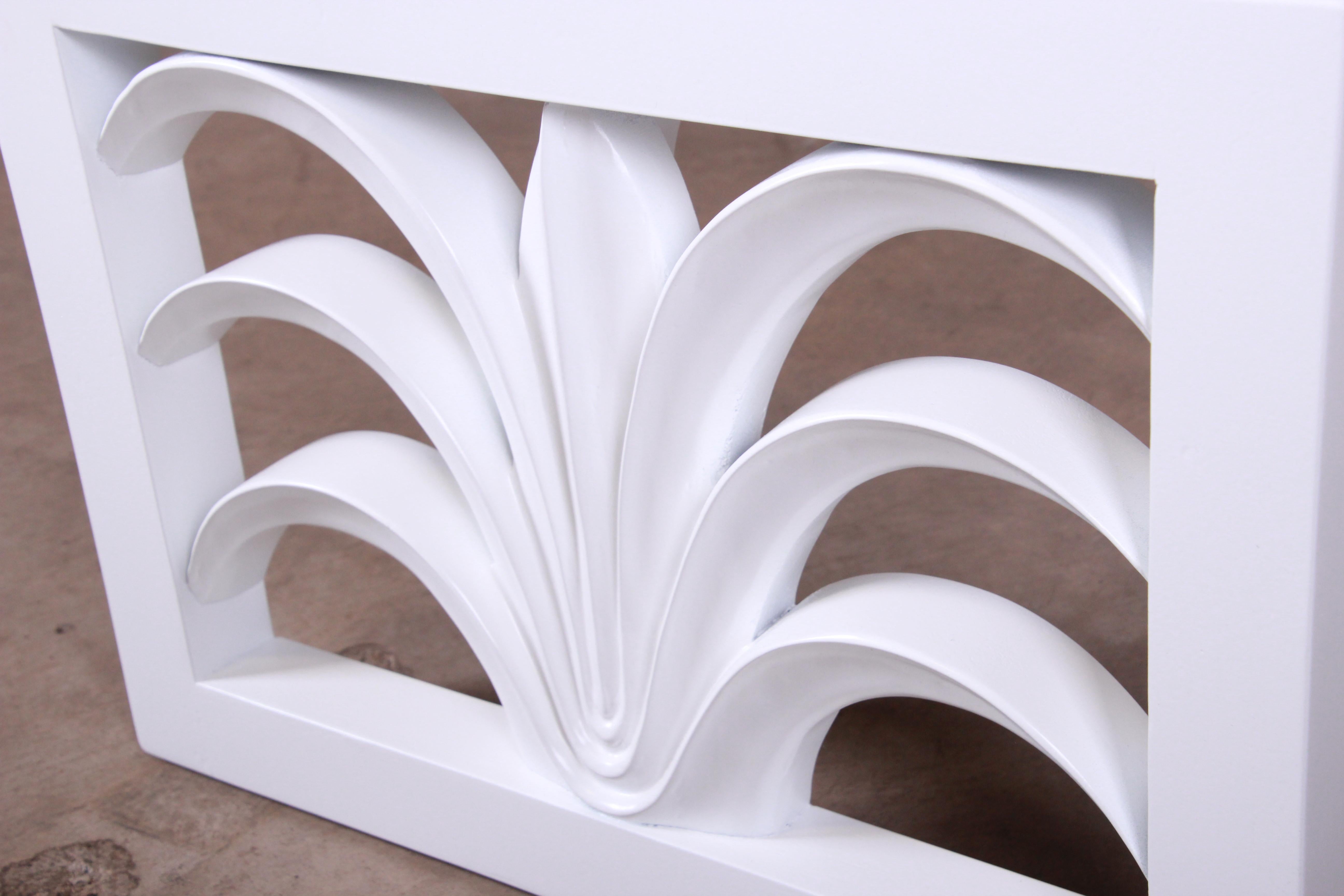 Robsjohn-Gibbings for Widdicomb White Lacquered Palm Leaf Coffee Table, Restored 1