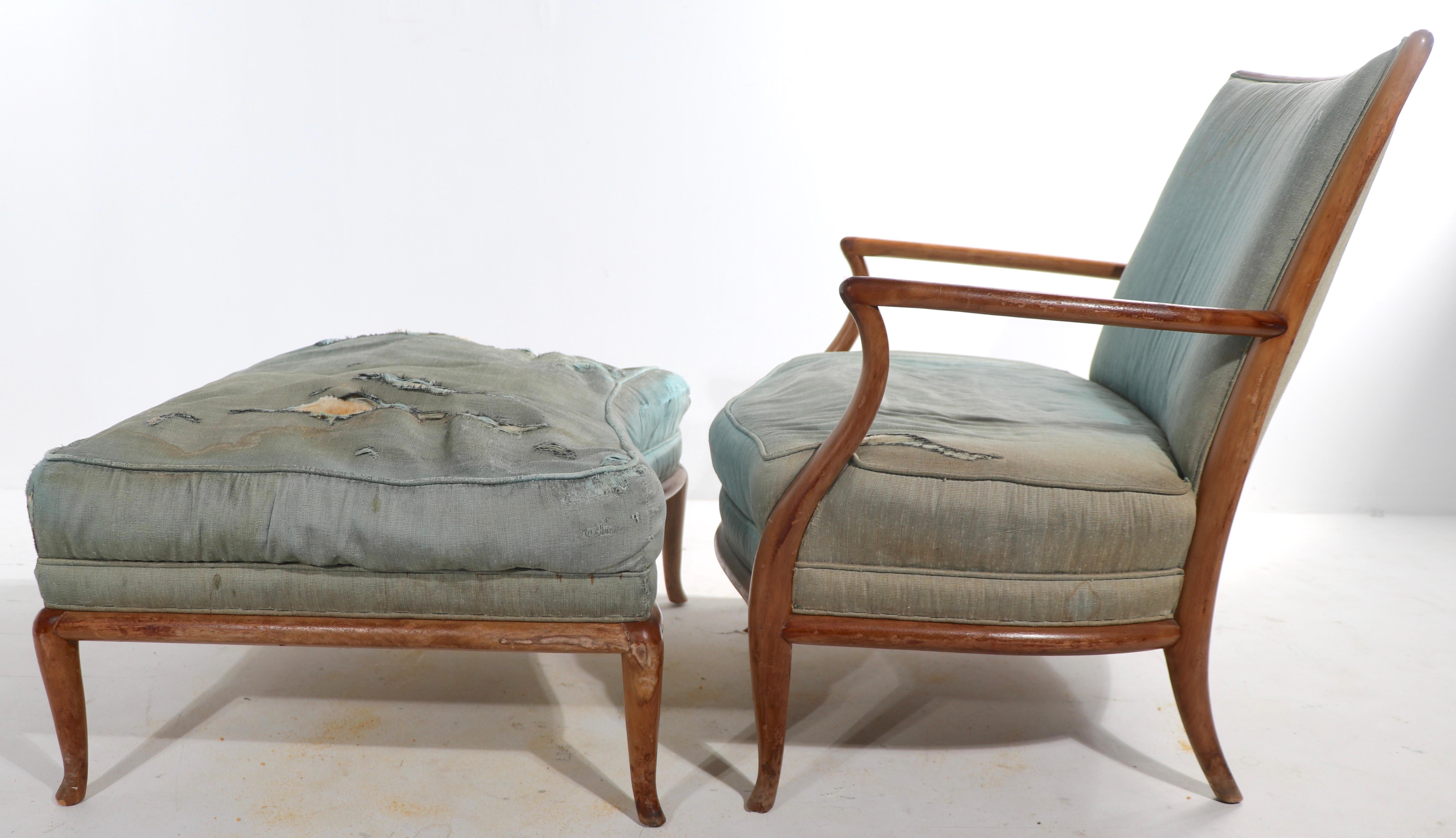 Robsjohn Gibbings French Style Lounge Chair and Ottoman Model 2024 for Widdicomb In Fair Condition In New York, NY