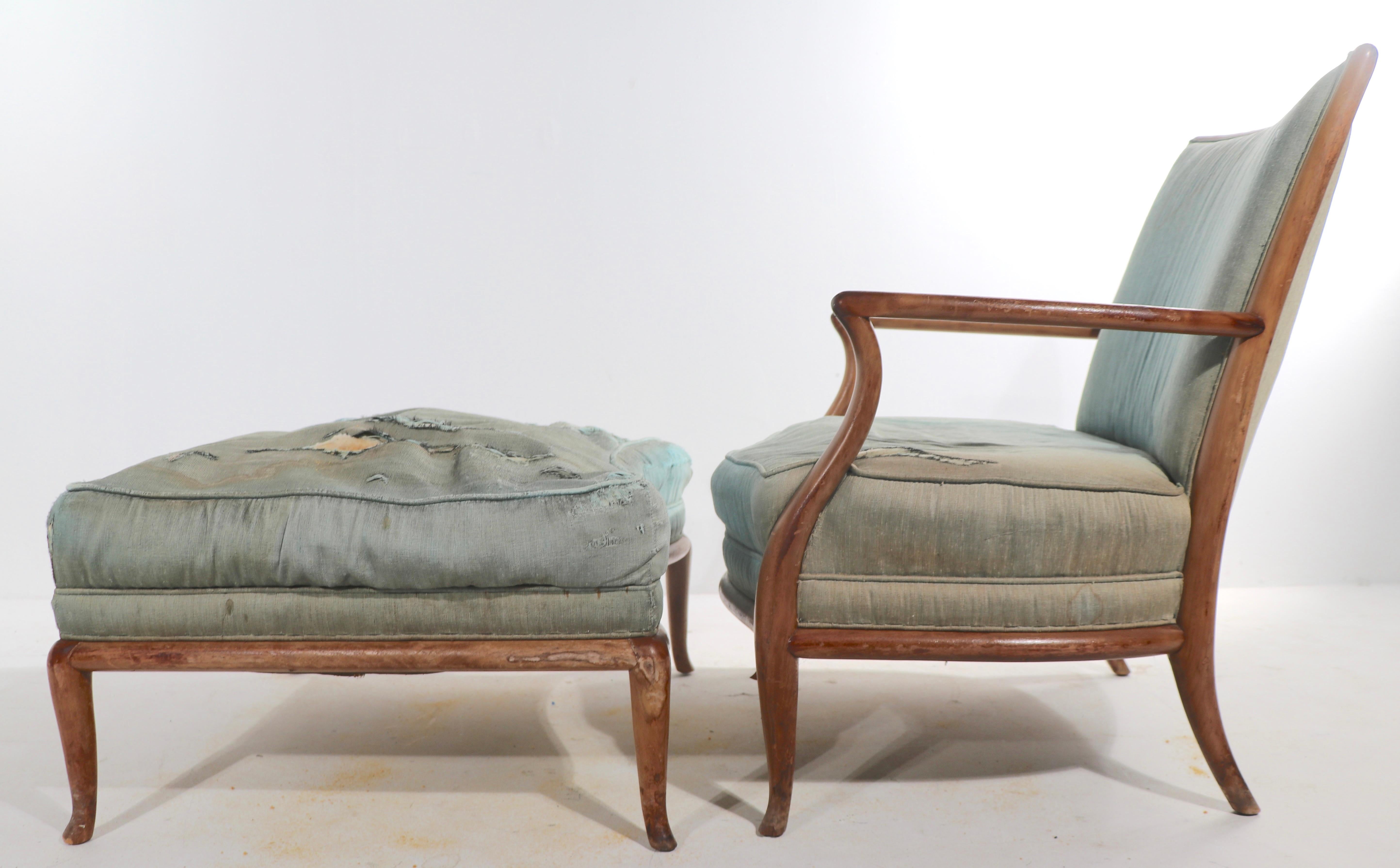 20th Century Robsjohn Gibbings French Style Lounge Chair and Ottoman Model 2024 for Widdicomb