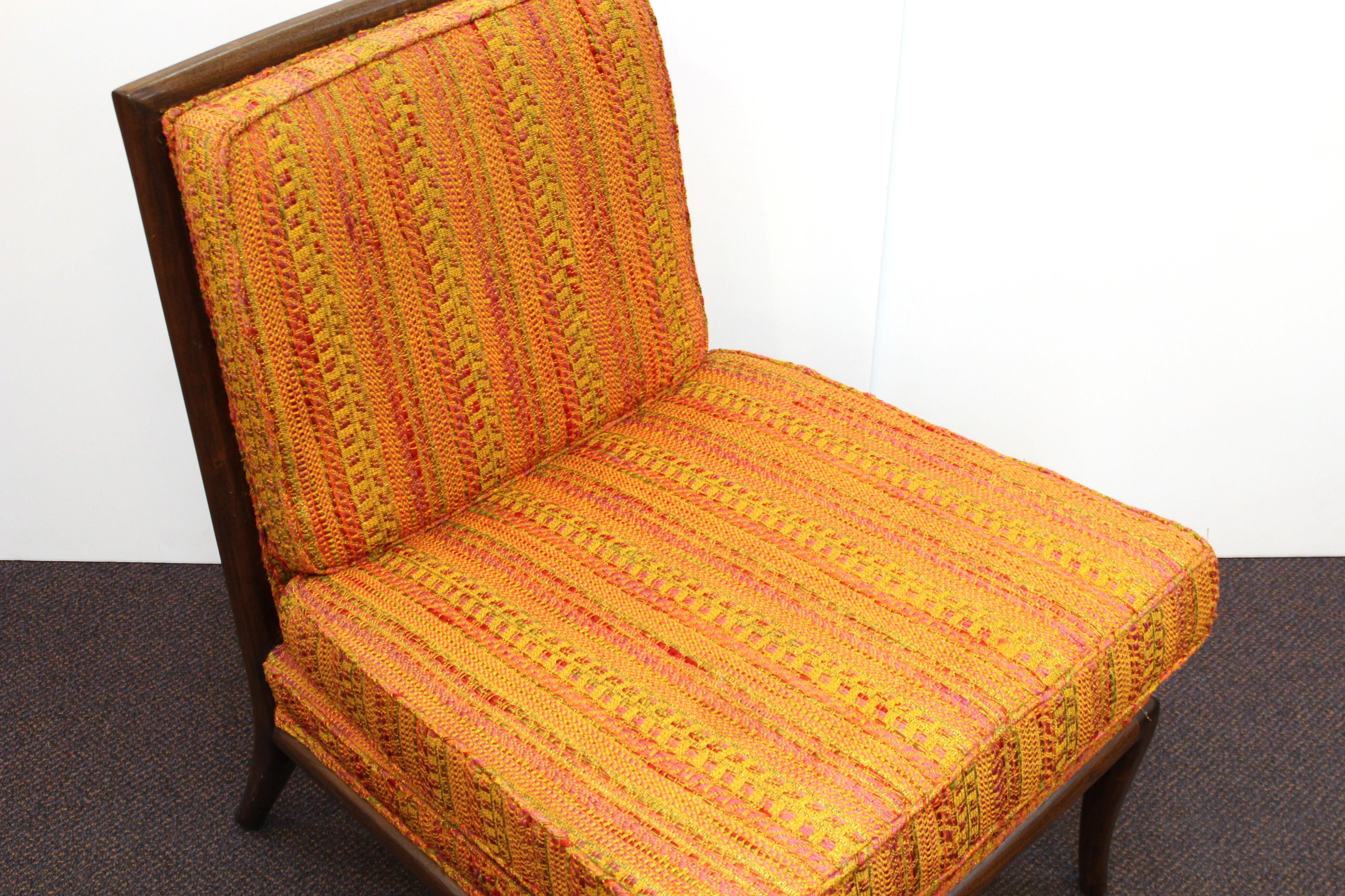 American Robsjohn-Gibbings Mid-Century Modern Slipper Chairs in Original Fabric