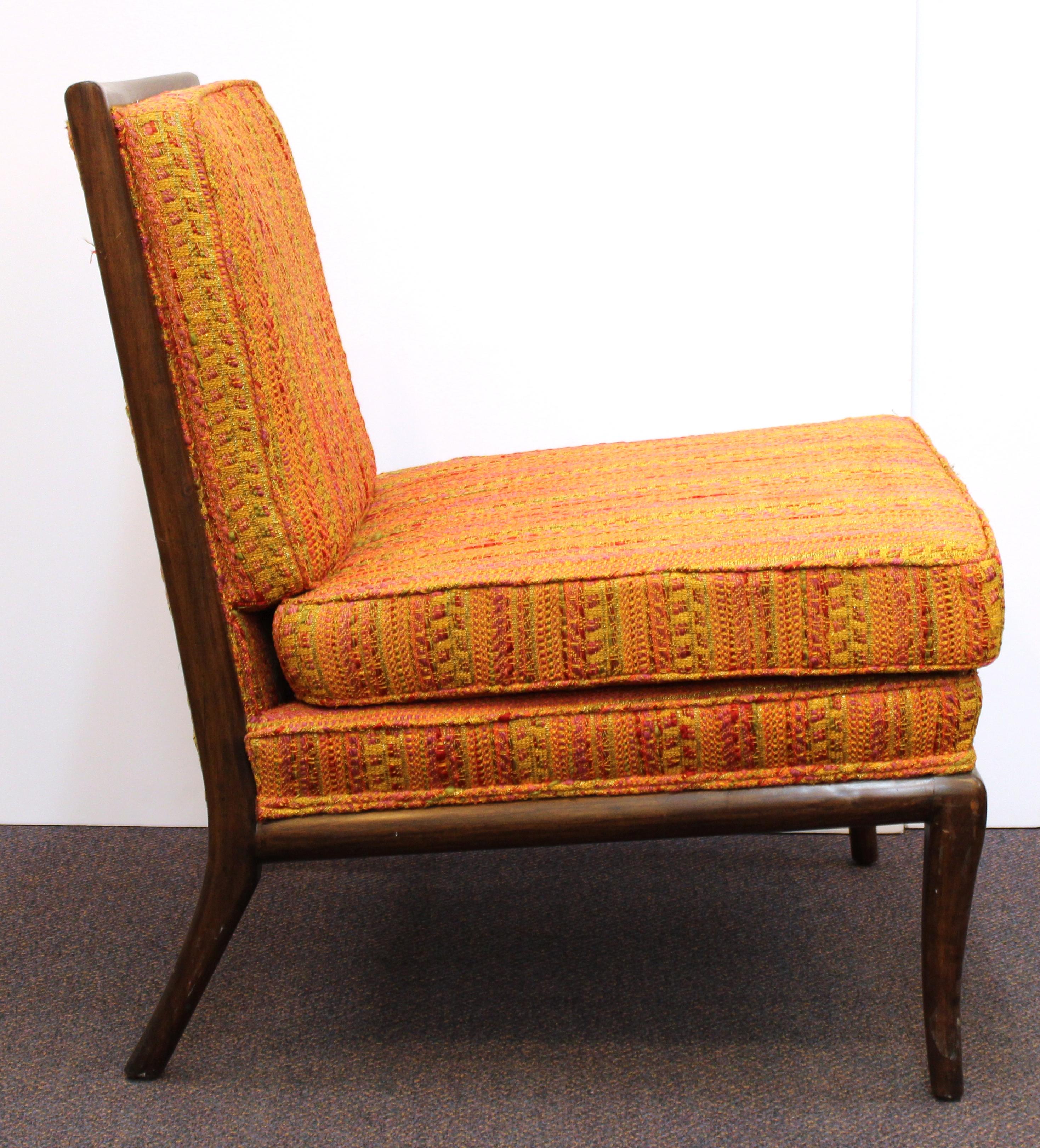 Upholstery Robsjohn-Gibbings Mid-Century Modern Slipper Chairs in Original Fabric