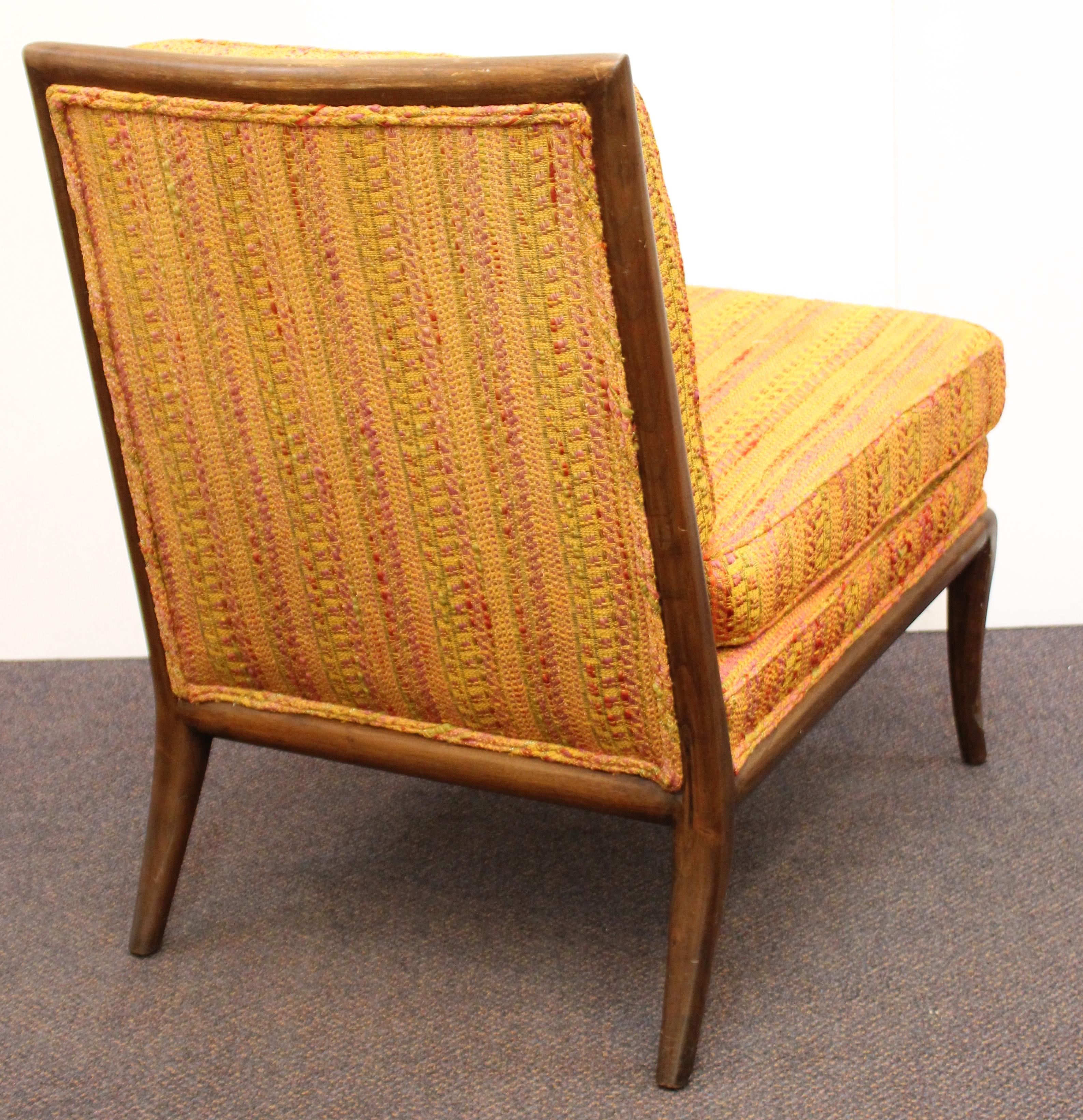 Robsjohn-Gibbings Mid-Century Modern Slipper Chairs in Original Fabric 1