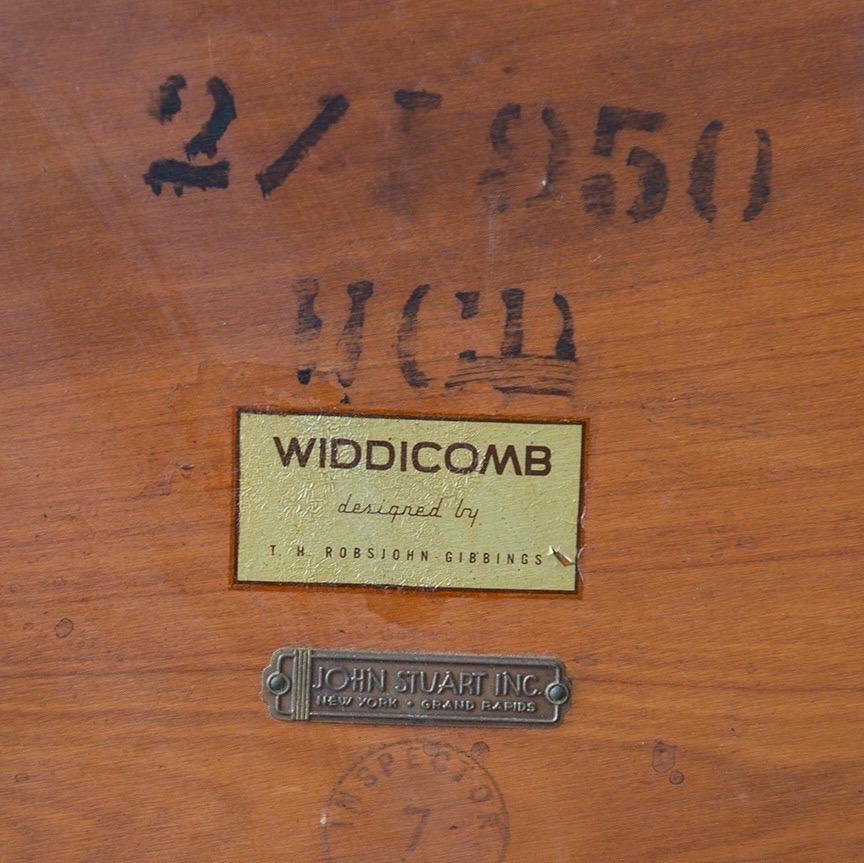 American Robsjohn Gibbings Original Biomorphic Freeform Walnut and Brass Coffee Table For Sale