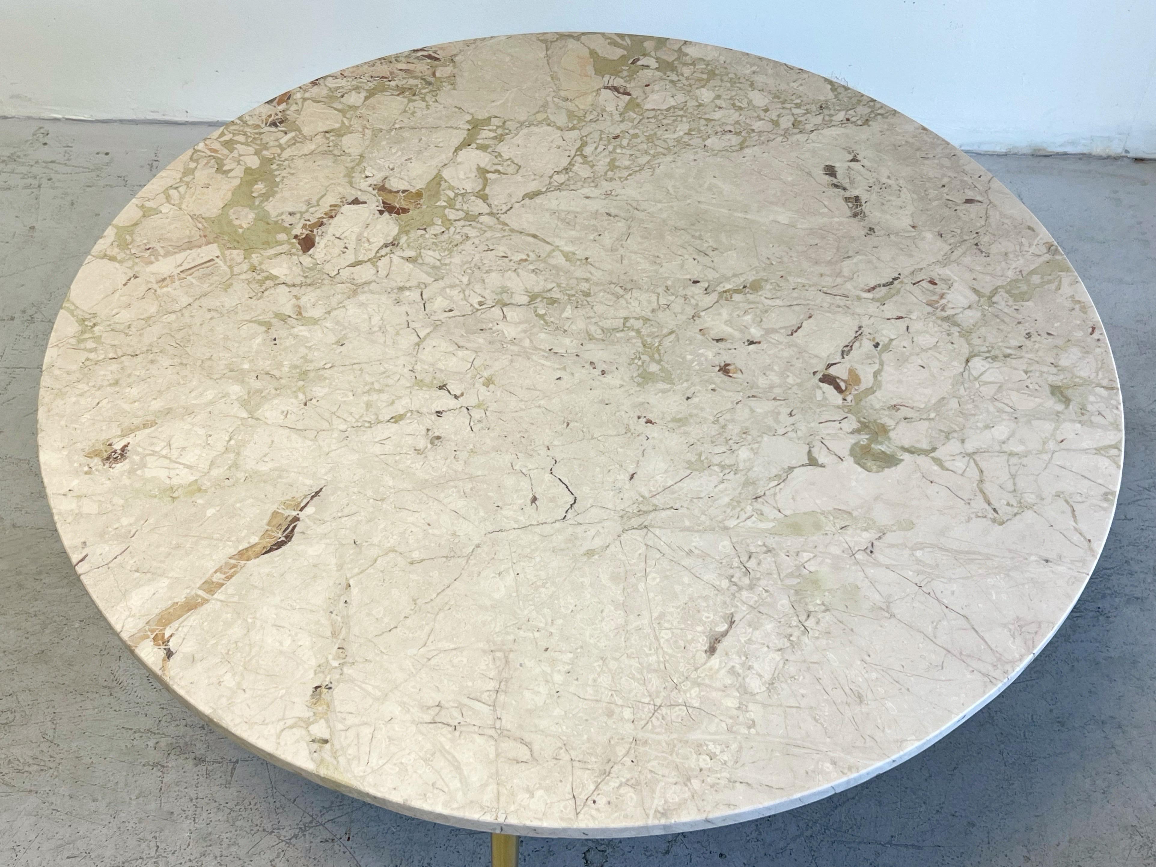 Mid-20th Century Robsjohn Gibbings Style Marble and Brass Coffee Table