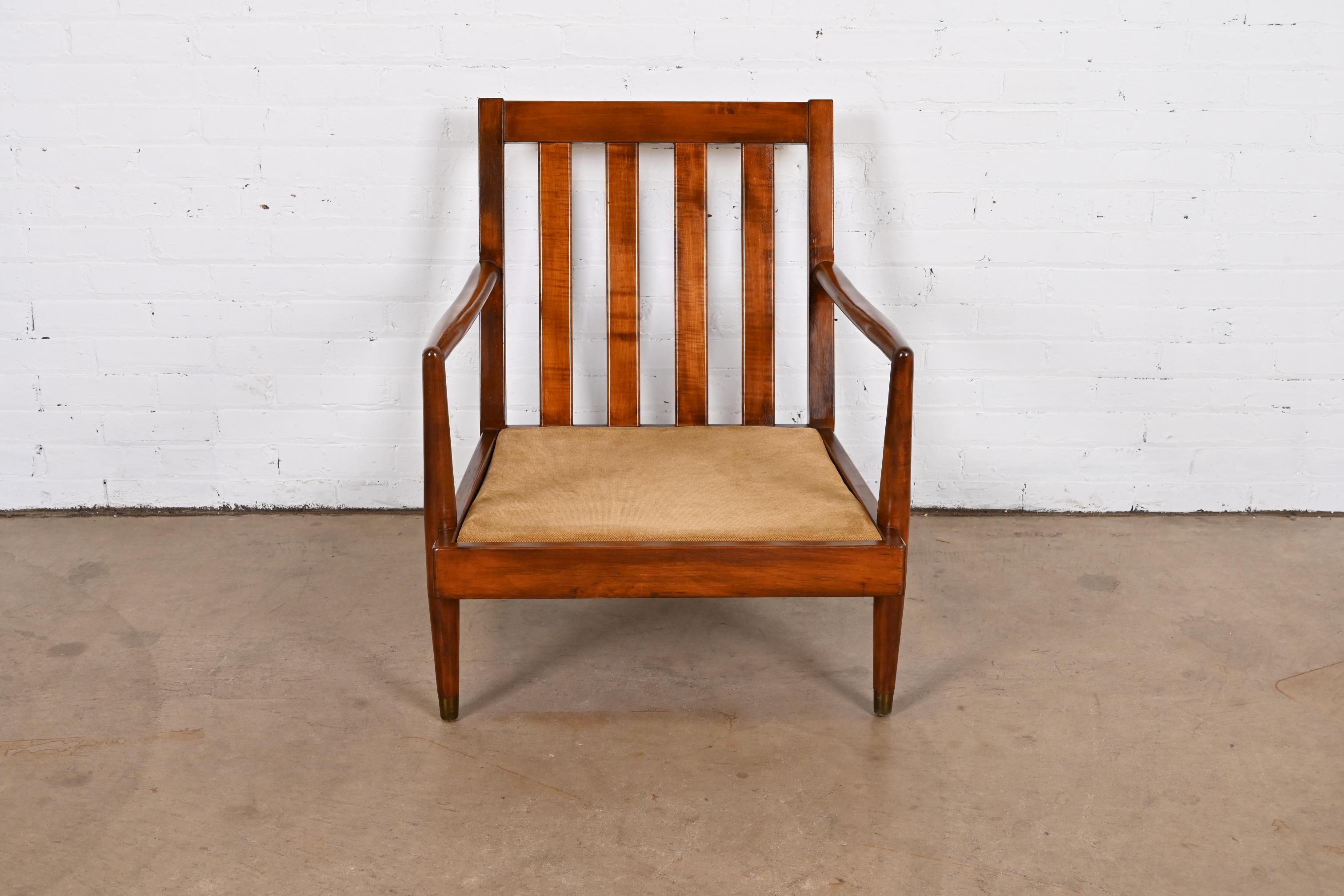 Robsjohn-Gibbings Style Mid-Century Modern Sculpted Walnut Lounge Chair For Sale 6