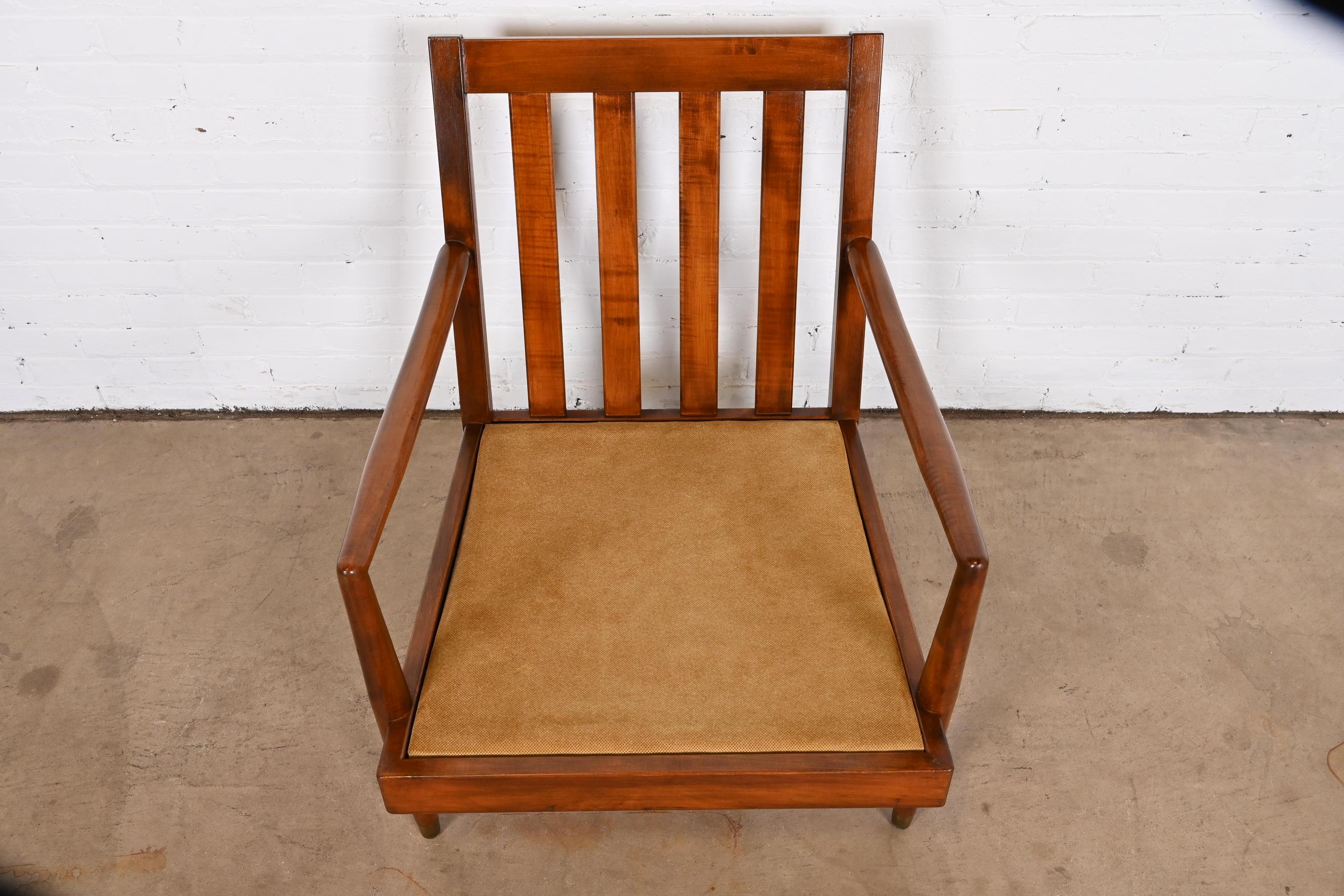 Robsjohn-Gibbings Style Mid-Century Modern Sculpted Walnut Lounge Chair For Sale 7