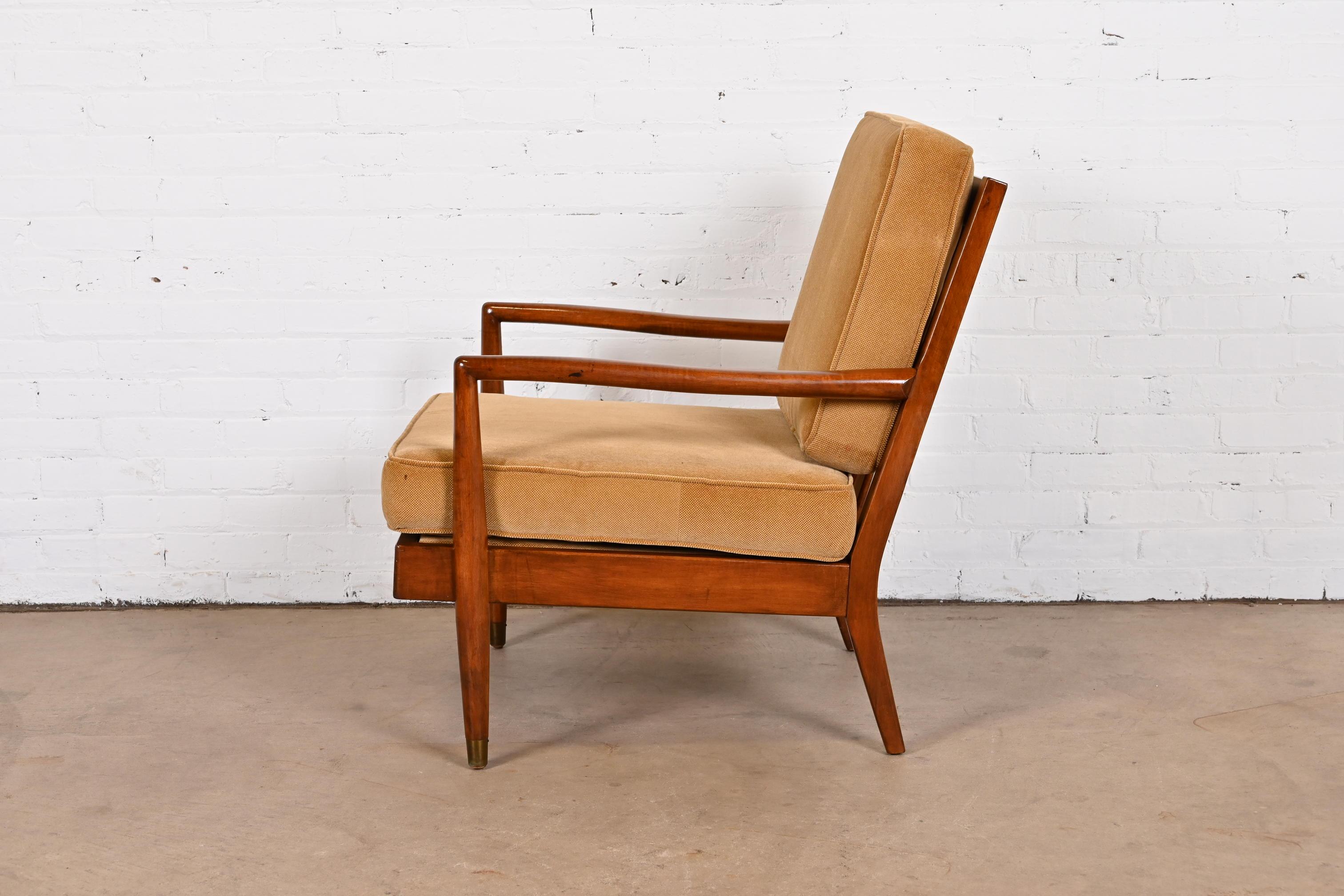Robsjohn-Gibbings Style Mid-Century Modern Sculpted Walnut Lounge Chair For Sale 8