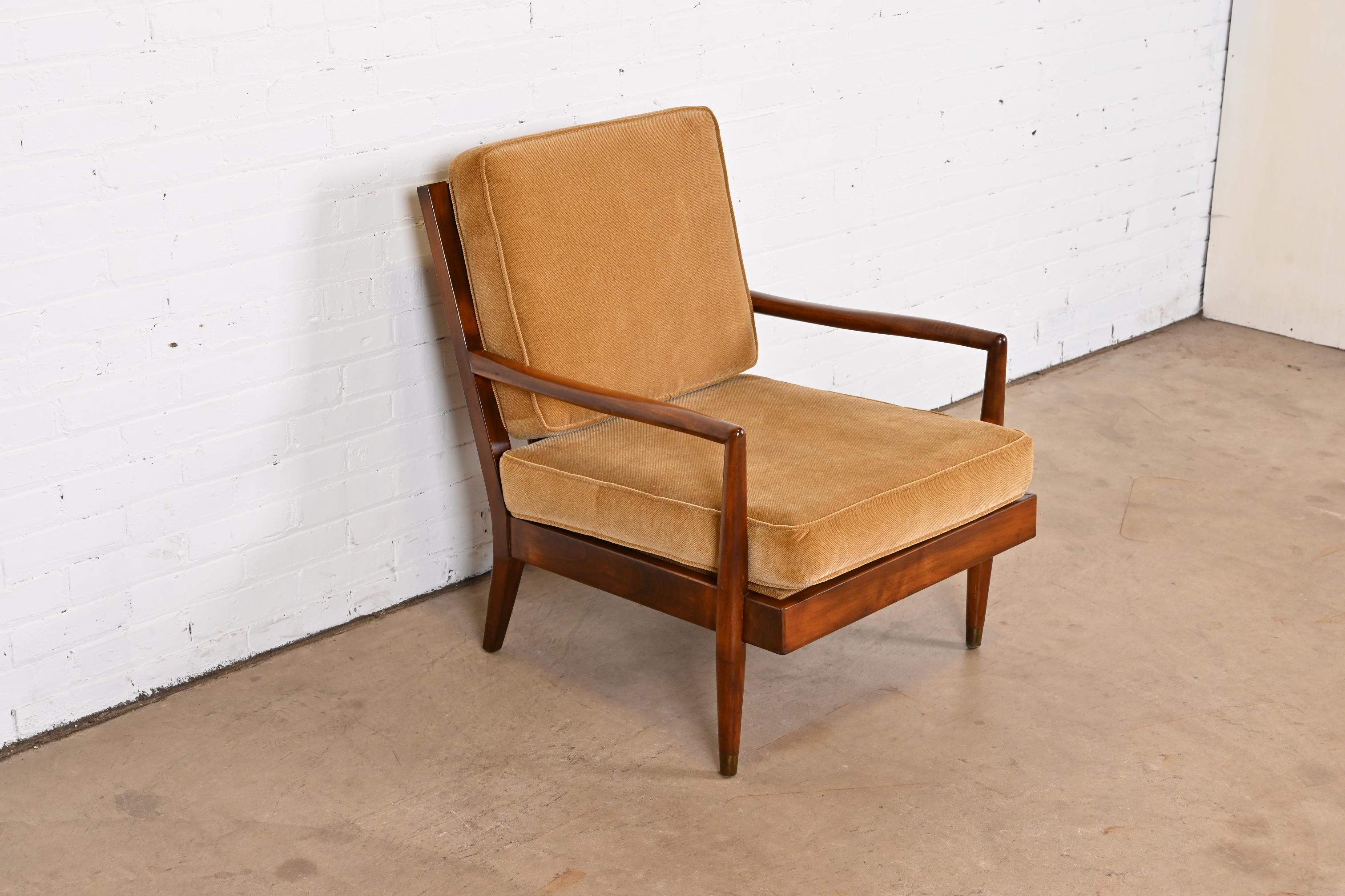 20th Century Robsjohn-Gibbings Style Mid-Century Modern Sculpted Walnut Lounge Chair For Sale