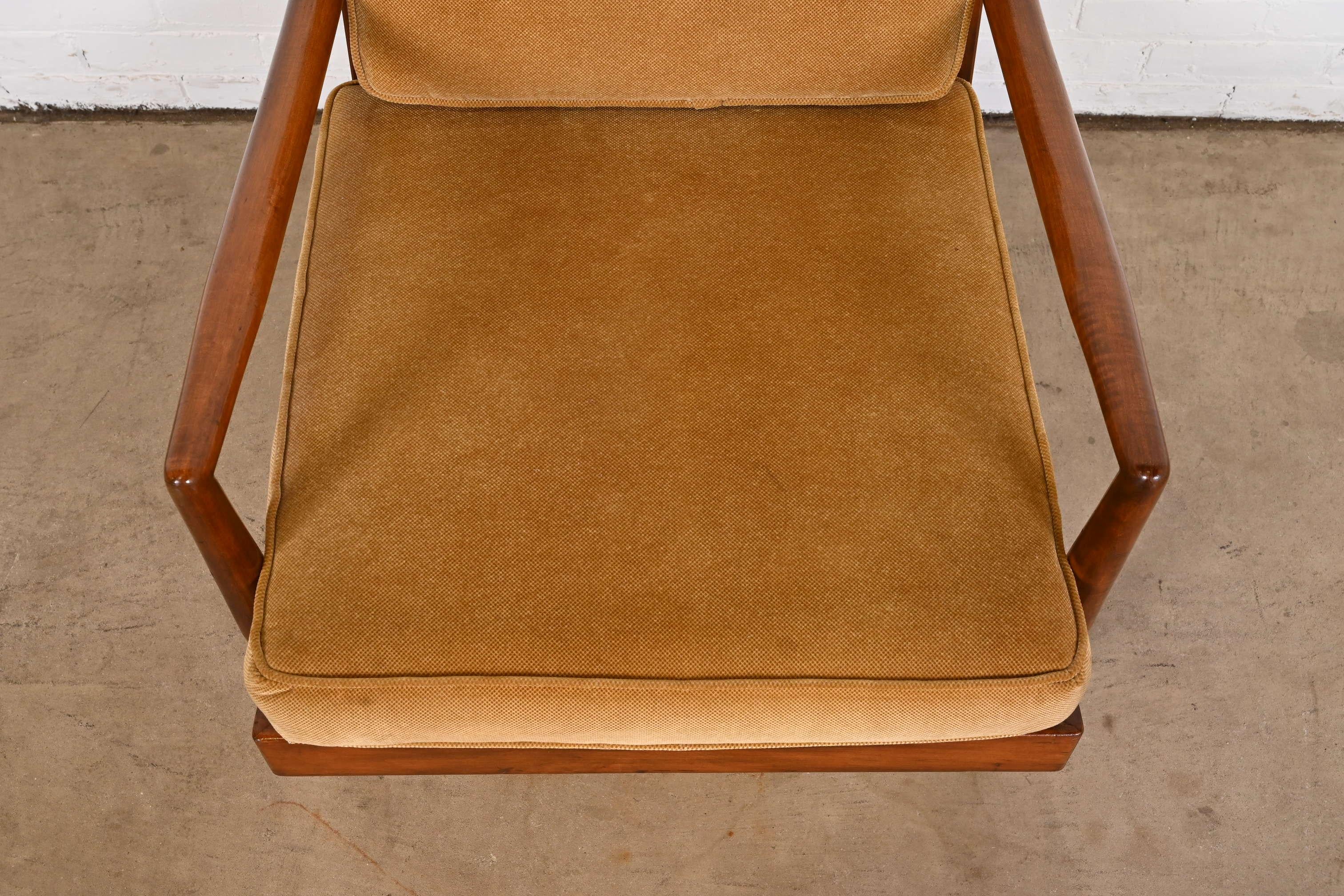 Robsjohn-Gibbings Style Mid-Century Modern Sculpted Walnut Lounge Chair 3