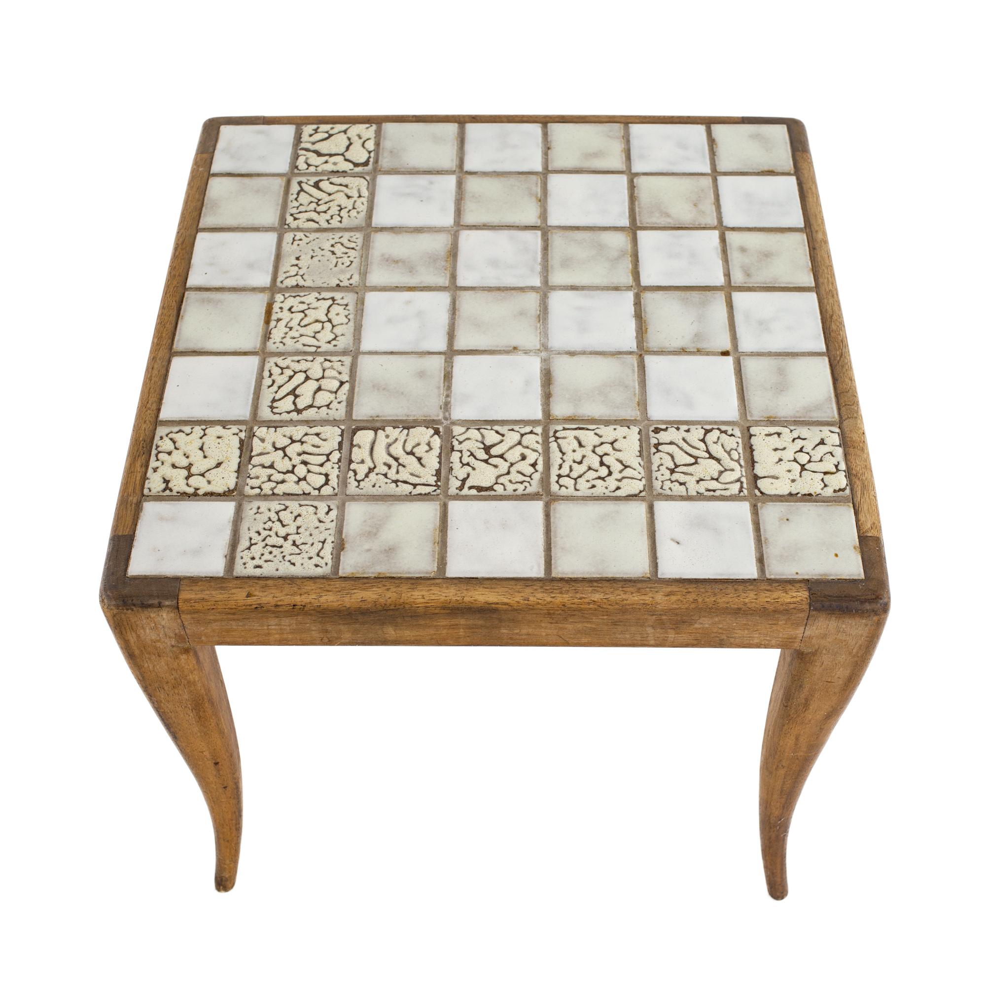 American Robsjohn Gibbings Style Mid Century Tile Top Side Table For Sale