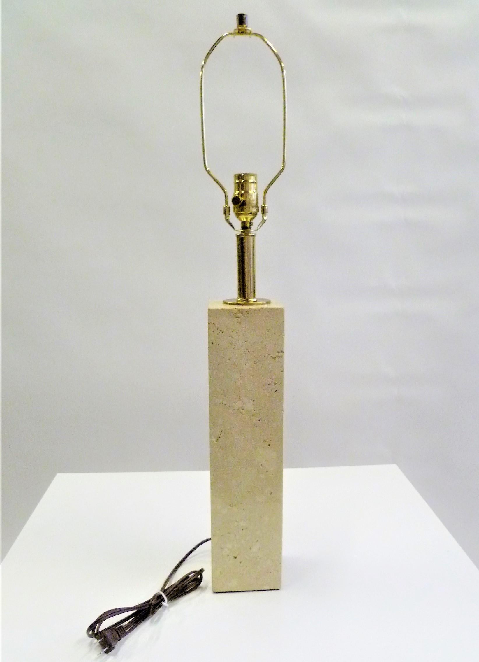 Robsjohn-Gibbings Style Organic Modern Travertine Marble Mid-Century Table Lamp 4